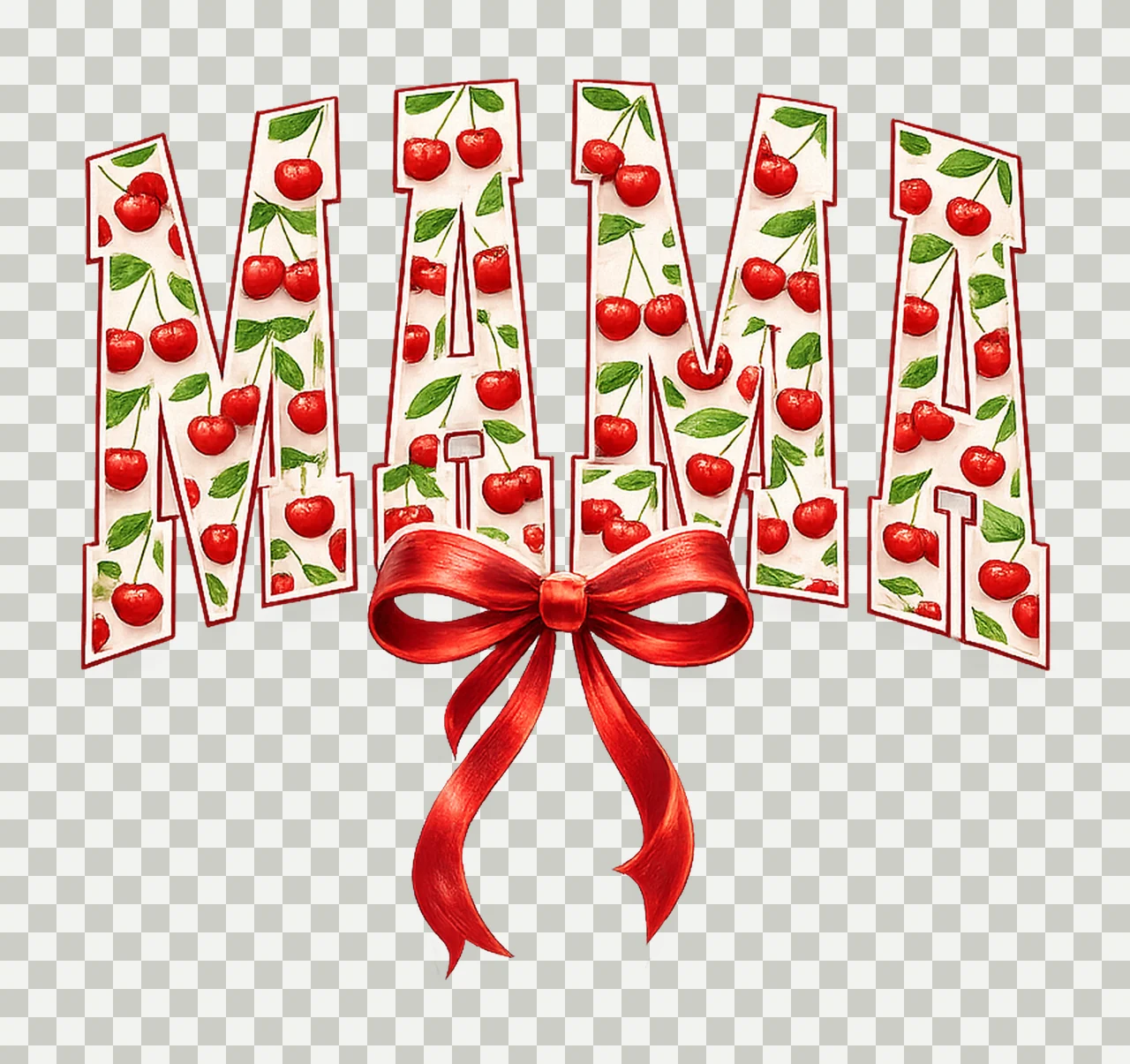 Trendy Retro Mama Cherry Birthday Design Summer Varsity transparency and detail preview thumbnail