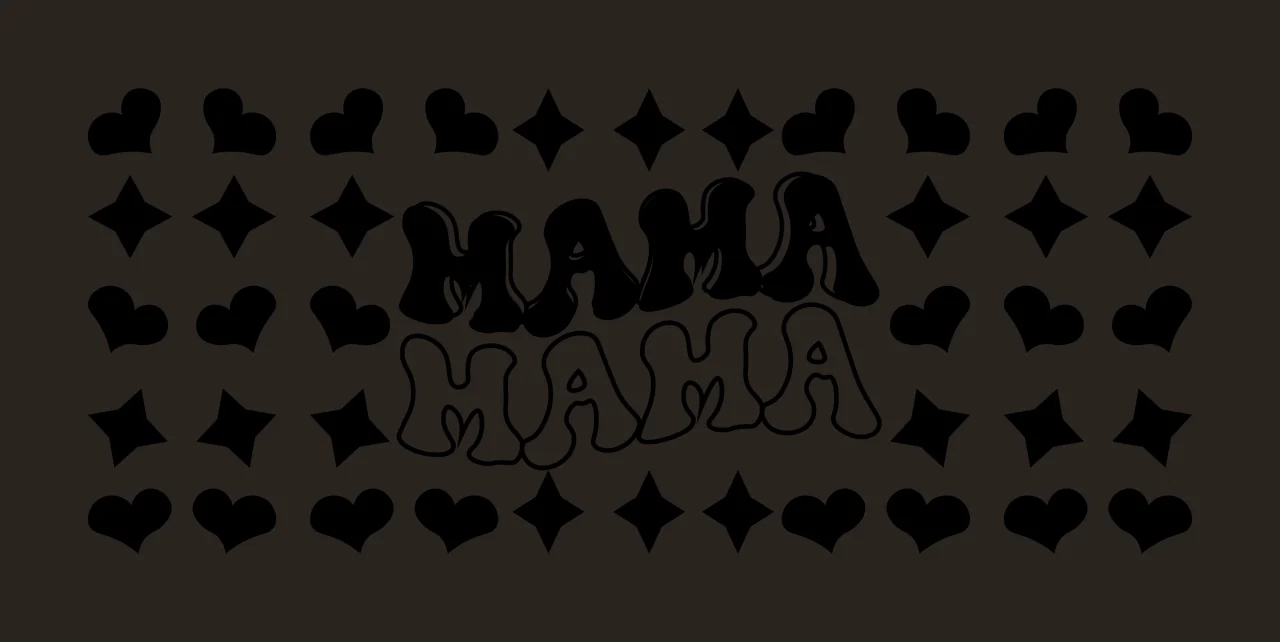 Can Glass Wrap Mama Mama Text With Hearts and shapes pattern contrast preview thumbnail