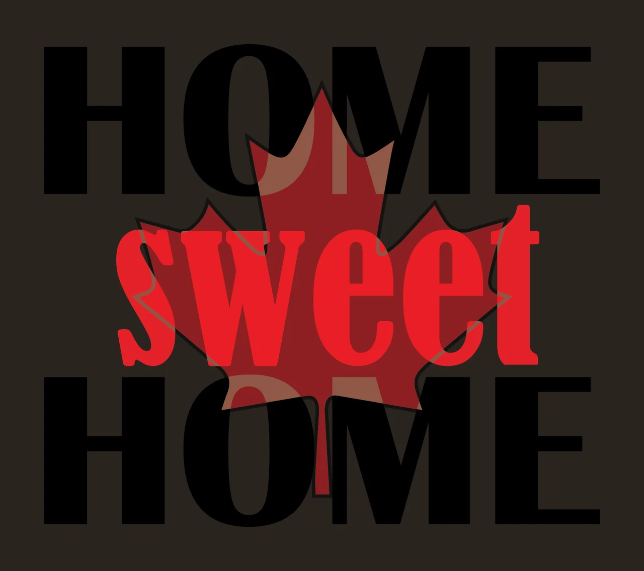 Home Sweet Home Text Maple Leaf Decorating stencil graphic contrast preview thumbnail