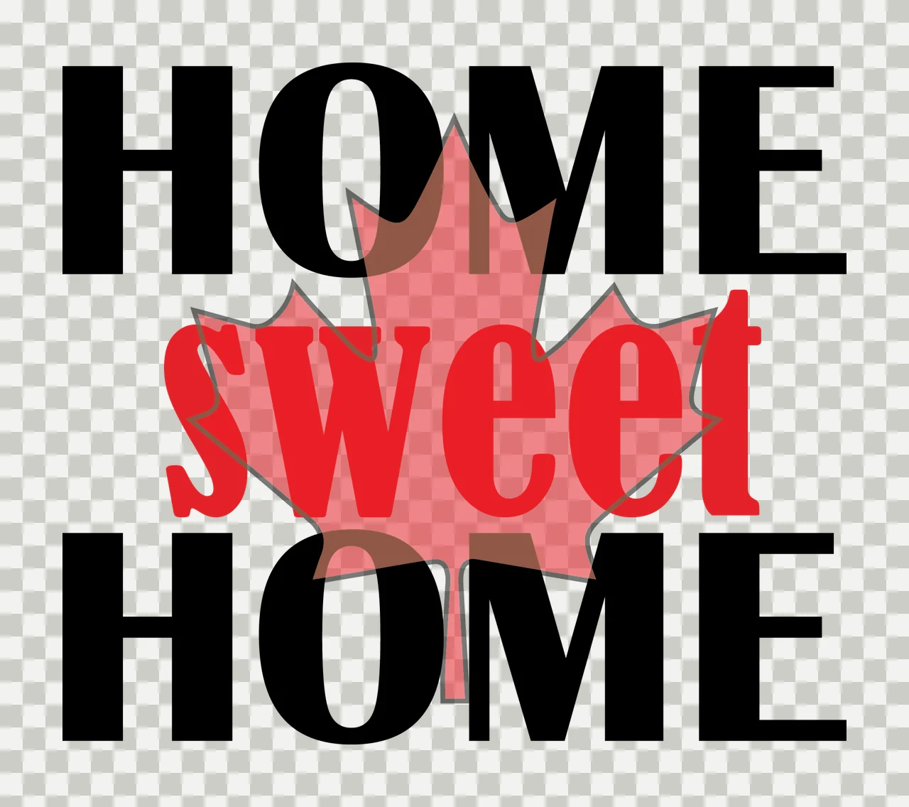 Home Sweet Home Text Maple Leaf Decorating stencil graphic transparency and detail preview thumbnail