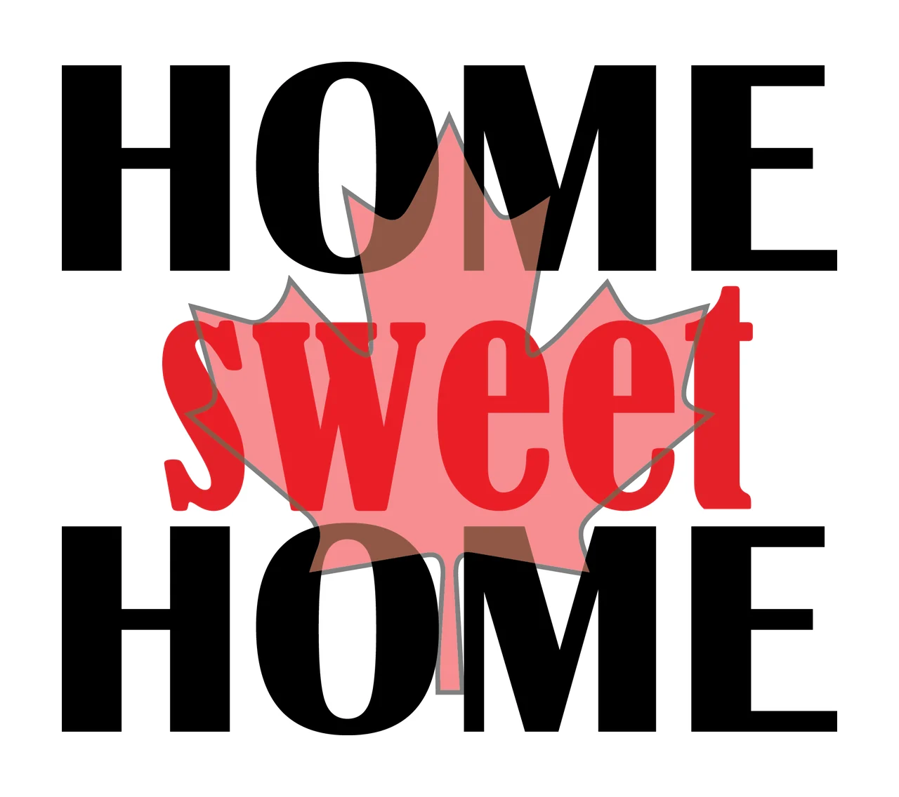Home Sweet Home Text Maple Leaf Decorating stencil graphic