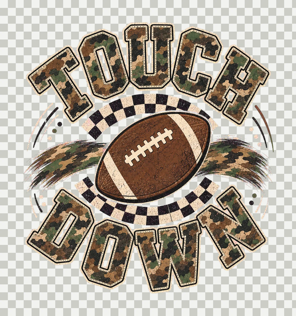Camo Checkered Football Touchdown Trendy Game Variation D transparency and detail preview thumbnail
