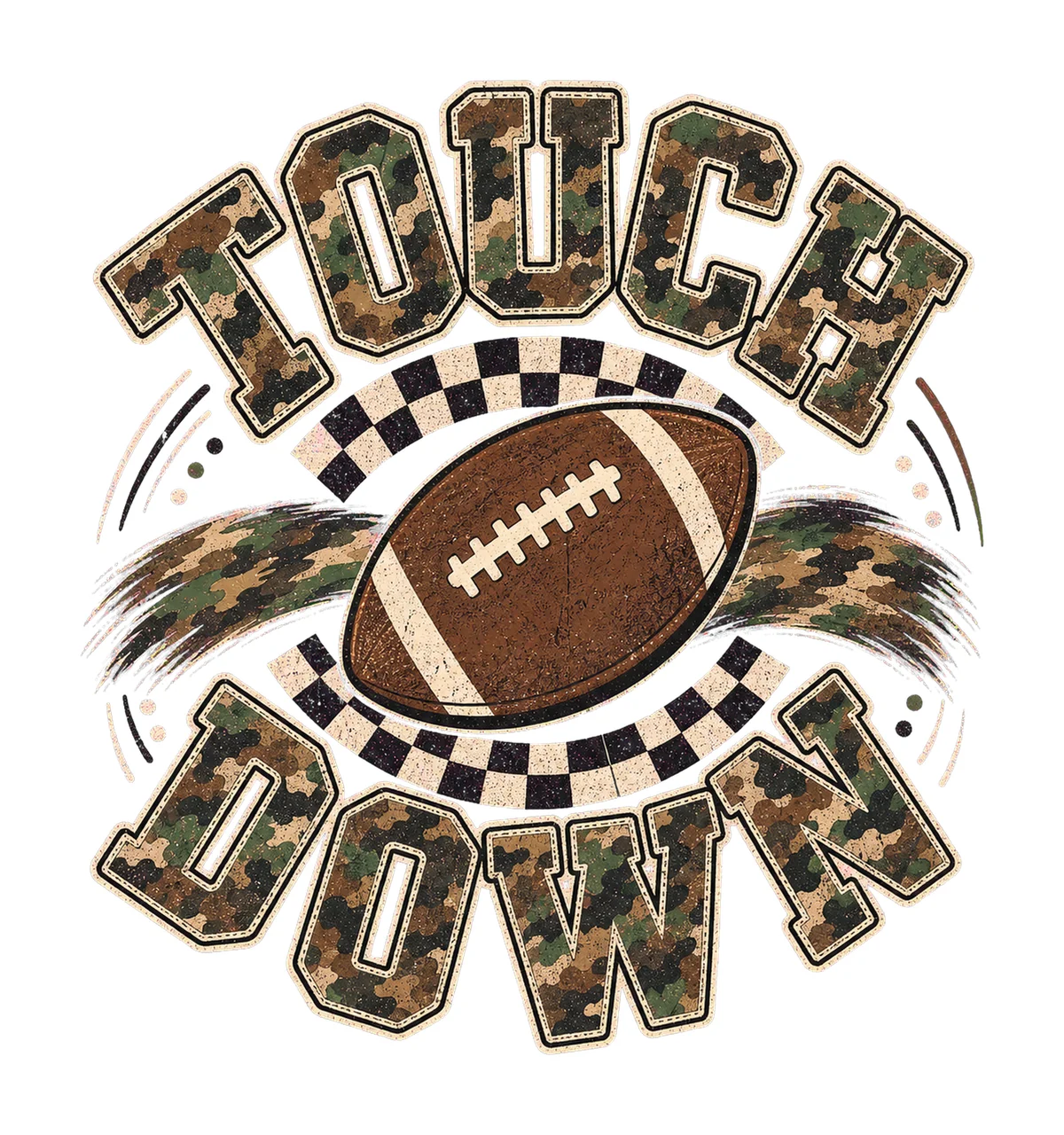 Camo Checkered Football Touchdown Trendy Game Variation D
