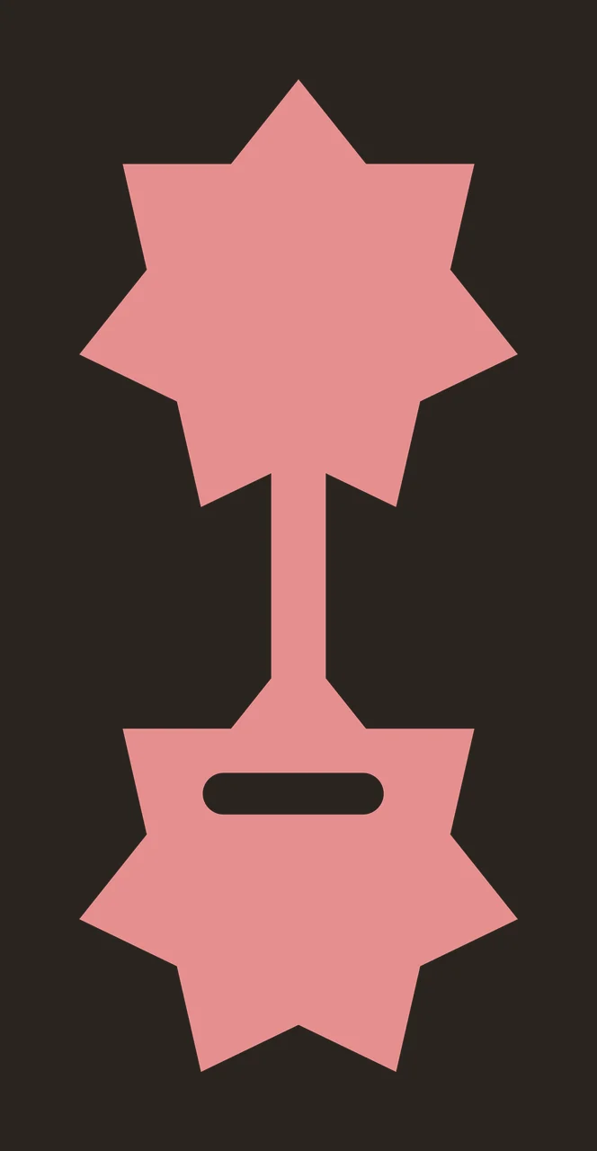 Silhouette Design of Pink star-shaped baby rattle with top star, vertical handle and bottom star with horizontal cutout contrast preview thumbnail