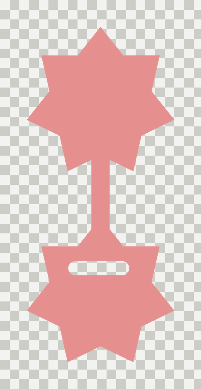Silhouette Design of Pink star-shaped baby rattle with top star, vertical handle and bottom star with horizontal cutout transparency and detail preview thumbnail