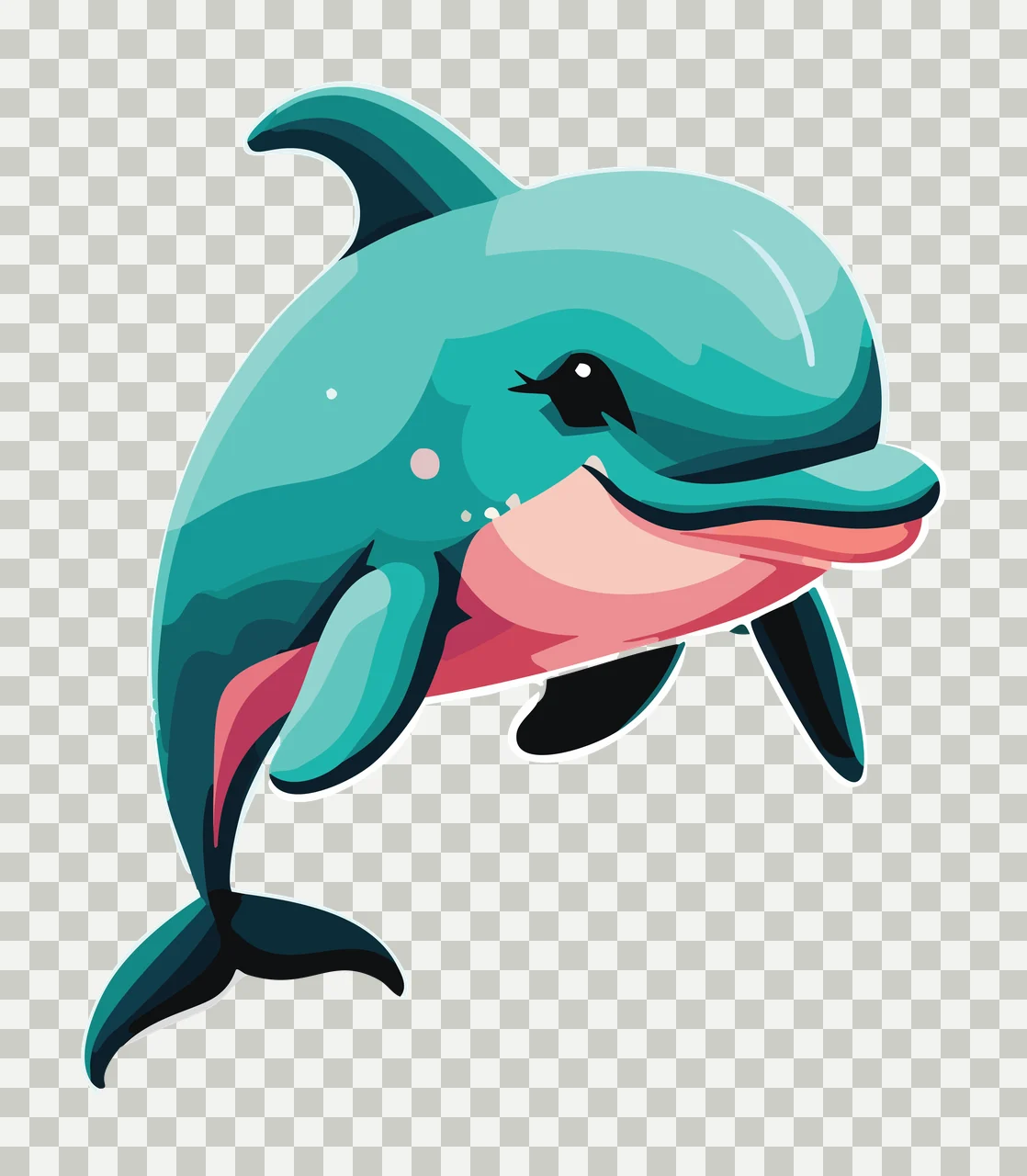 Animal Black And White Dolphin Icon leaping fin tail line art transparency and detail preview thumbnail