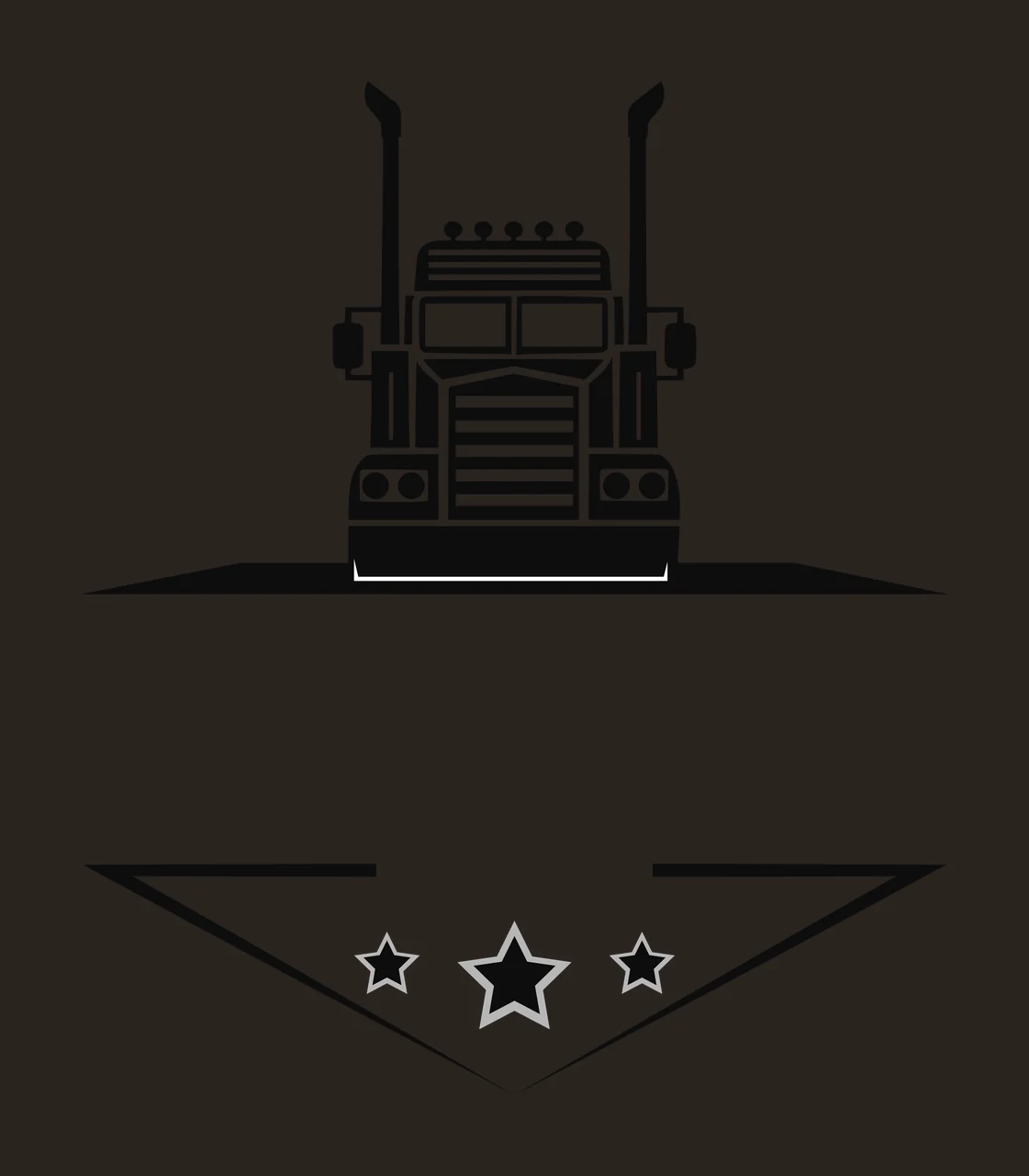 Black Front View Of Semi Truck With Three stationary stars contrast preview thumbnail