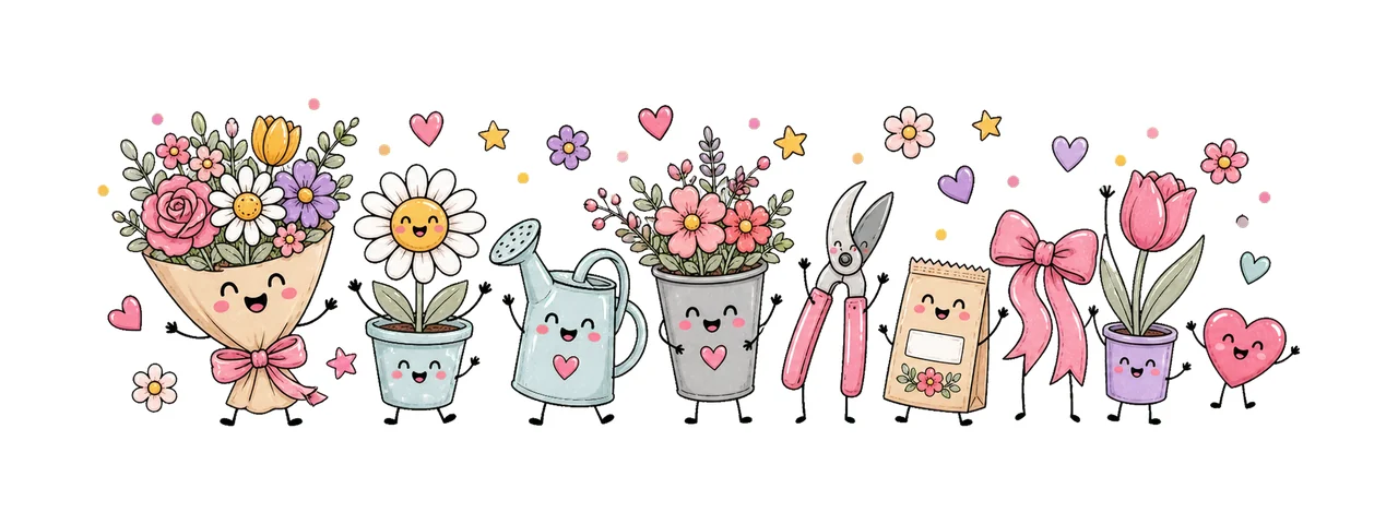 Florist Flower Shop Design Doodle Style Variation A