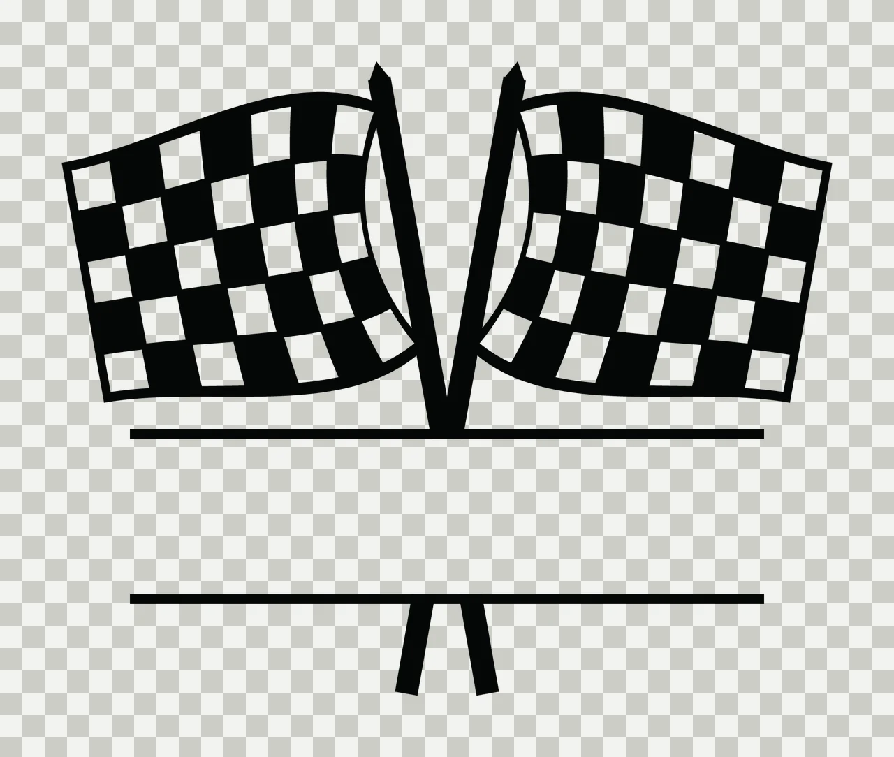 Two Checkered Racing Flags With Horizontal Frame Bars crossed transparency and detail preview thumbnail
