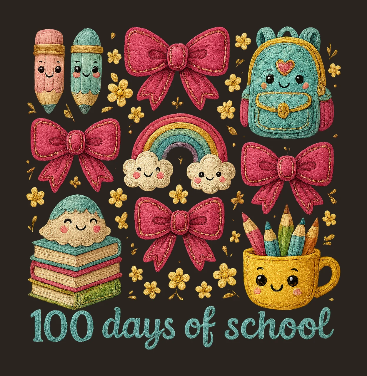 100 Days of School Coquette Teacher Design Cute School contrast preview thumbnail