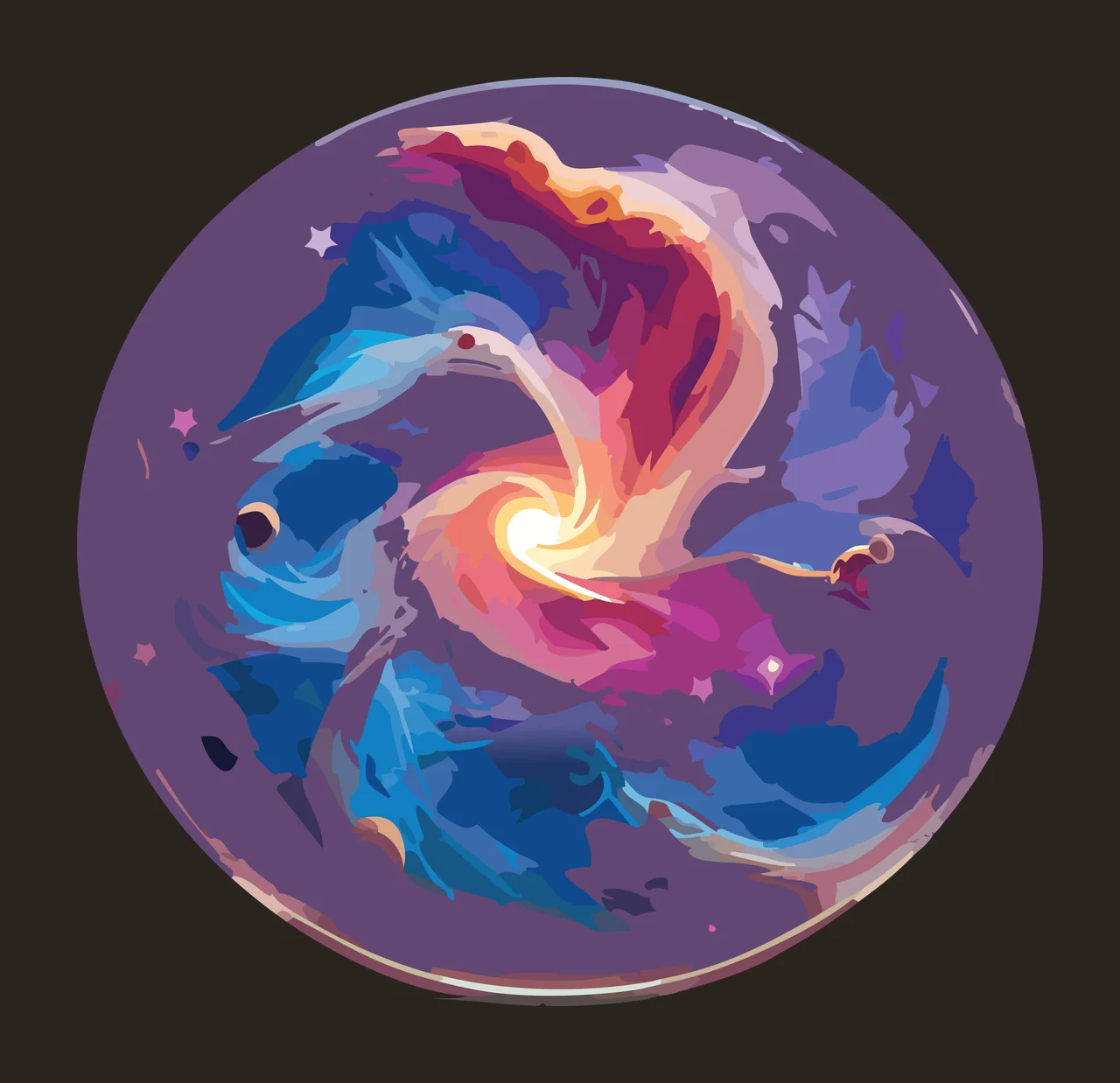 Circular Black And White Dragon Emblem curled pose circle line drawing contrast preview thumbnail