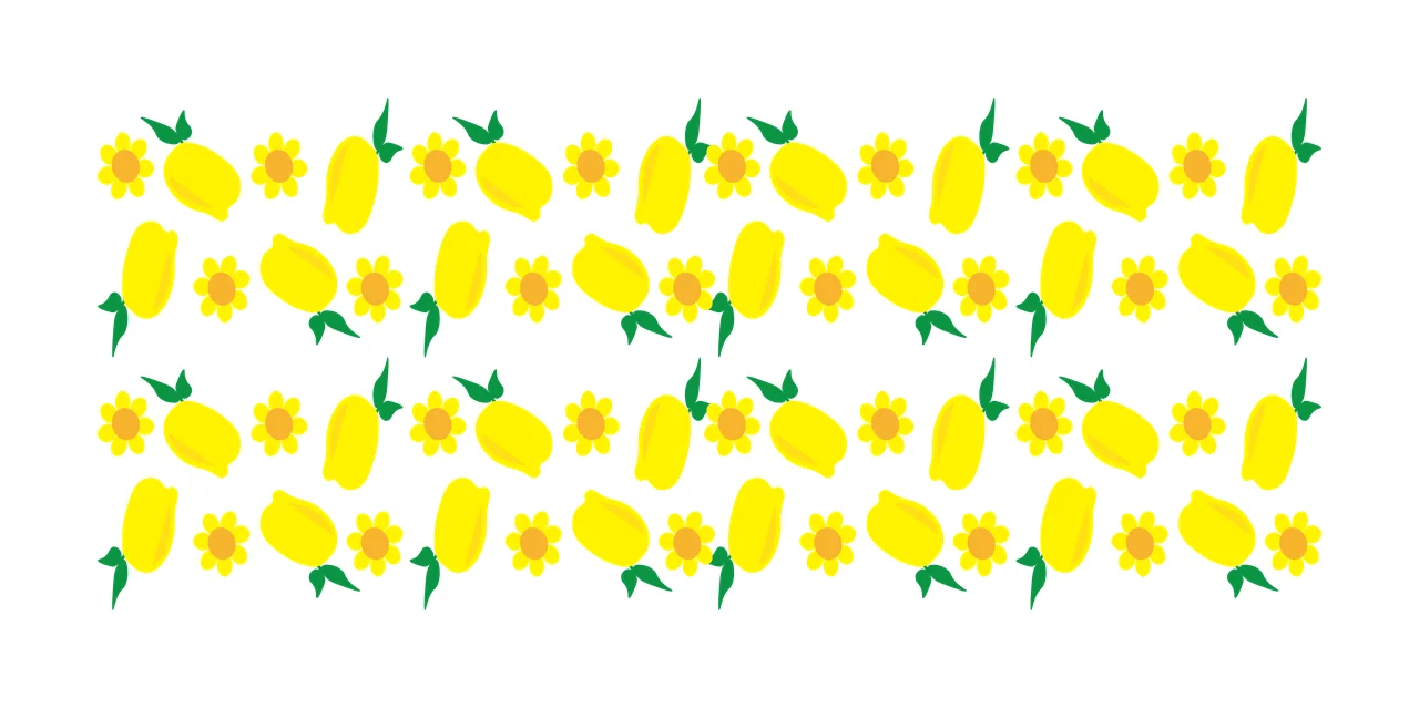 Can Glass Wrap Repeating Lemon And Flower Pattern Fruit flowers