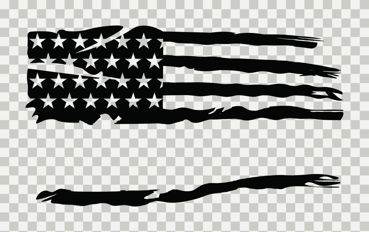 Flag Distressed American Black Silhouette stars stripes brush strokes transparency and detail preview thumbnail