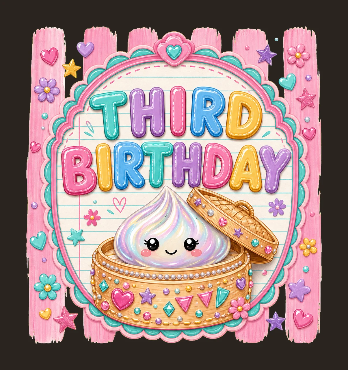 Cute Dumpling Birthday sublimation instant shirt Variation B contrast preview thumbnail