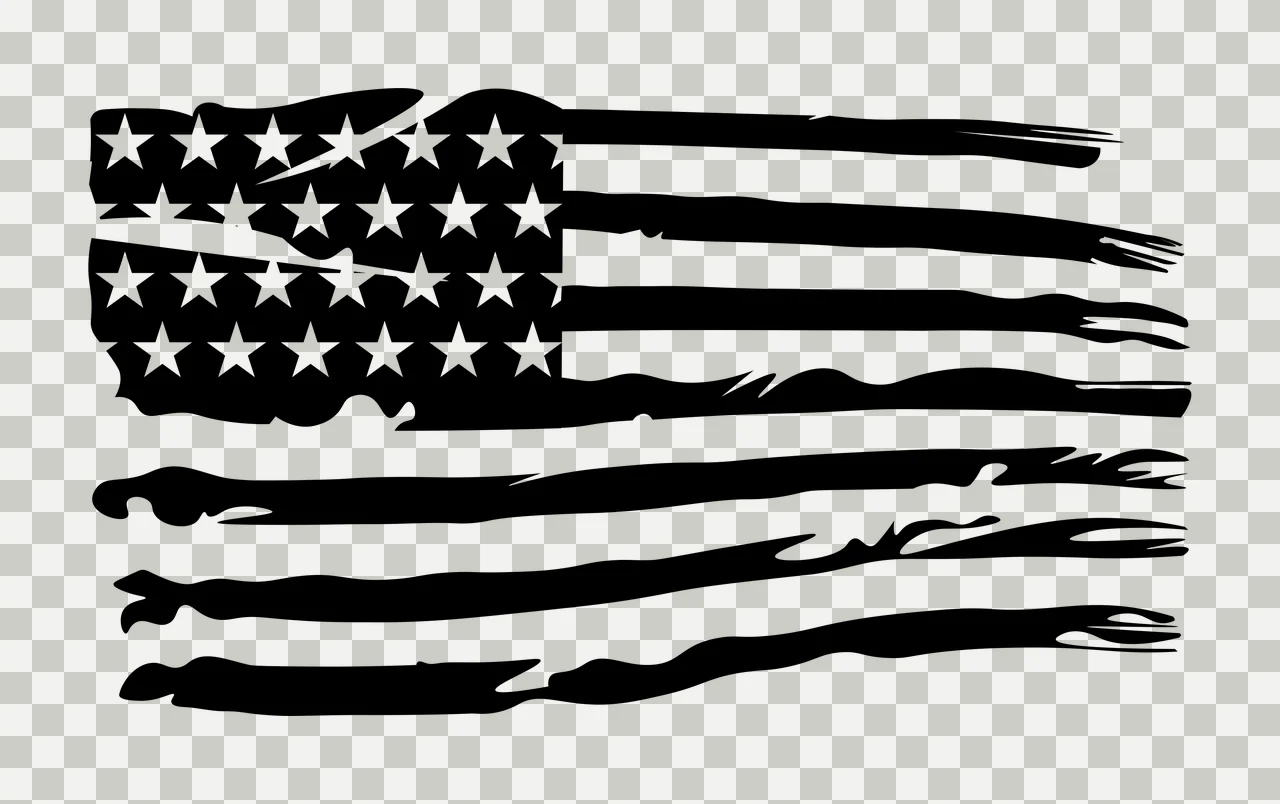Black Flag Distressed American Silhouette waving stars stripes transparency and detail preview thumbnail