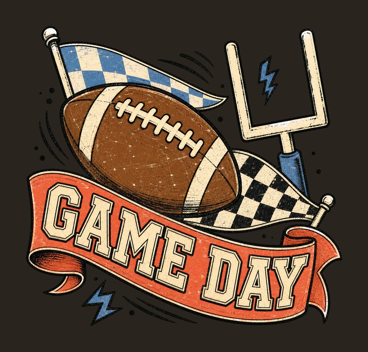 Retro Football Season Touchdown Design Varsity Variation D contrast preview thumbnail