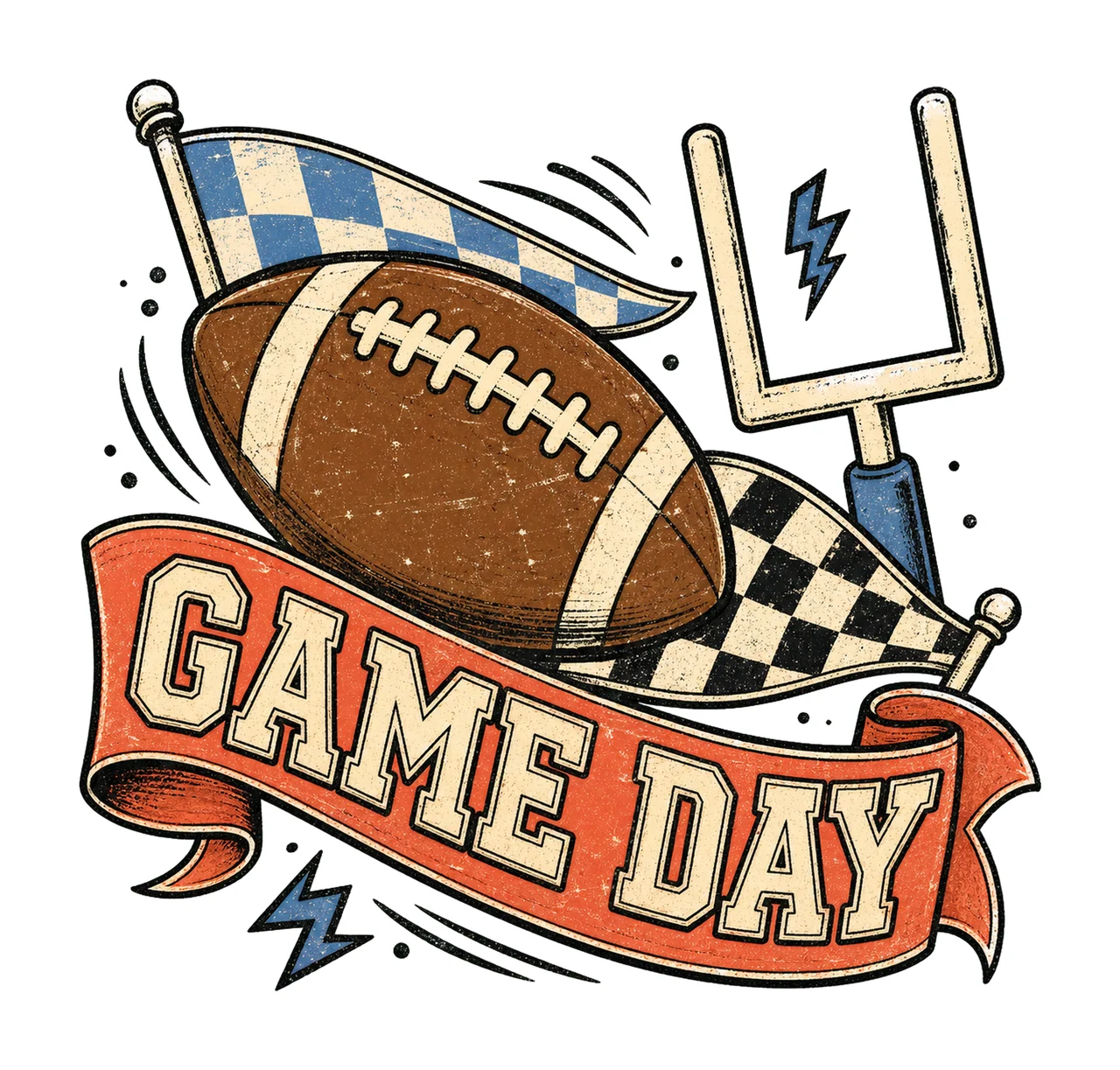 Retro Football Season Touchdown Design Varsity Variation D