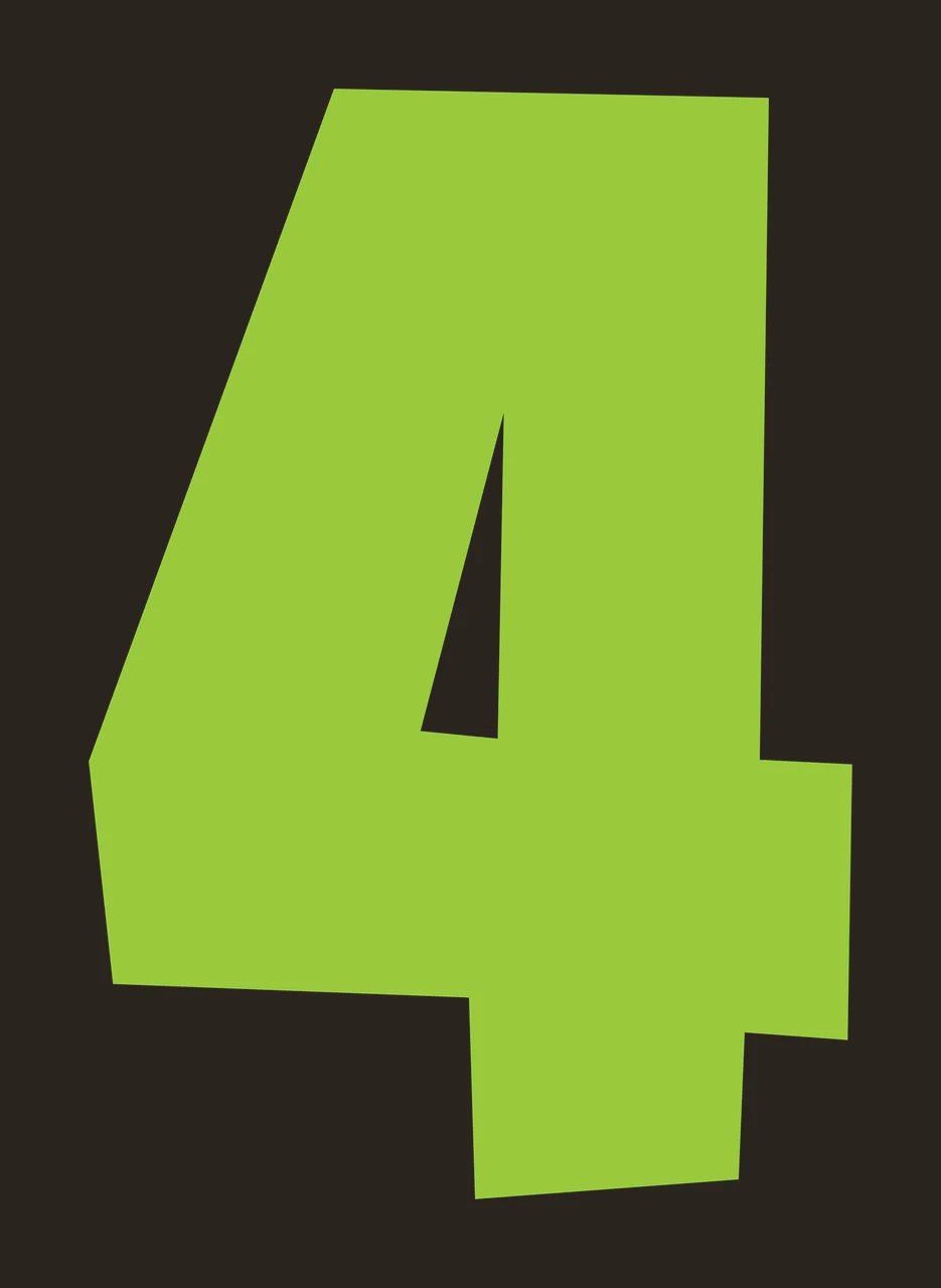 4 Bold Black Digit Four With Angular Blocky number typography contrast preview thumbnail