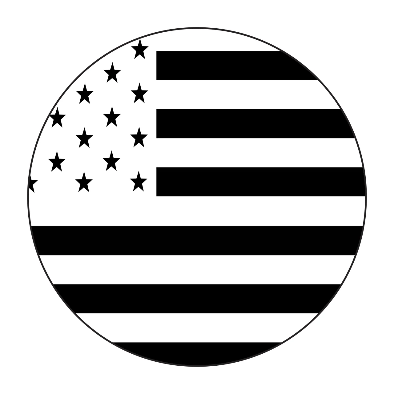 Large Solid Black Circle Centered On A White geometric plain