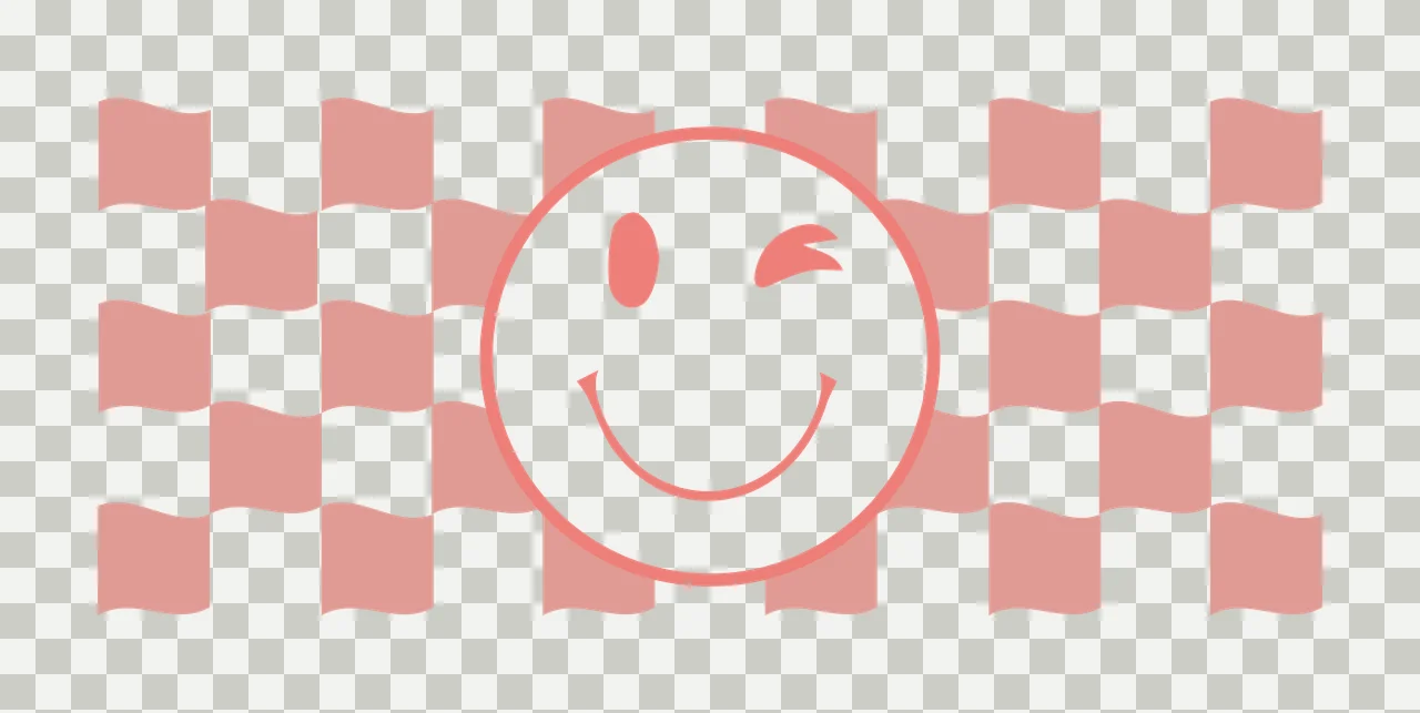Can Glass Wrap Winking Smiley Face Checkered Background eye transparency and detail preview thumbnail