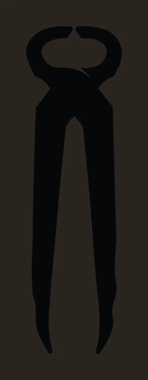 Black Silhouette Of Pincer Pliers Tool Facing Downwards pincers contrast preview thumbnail