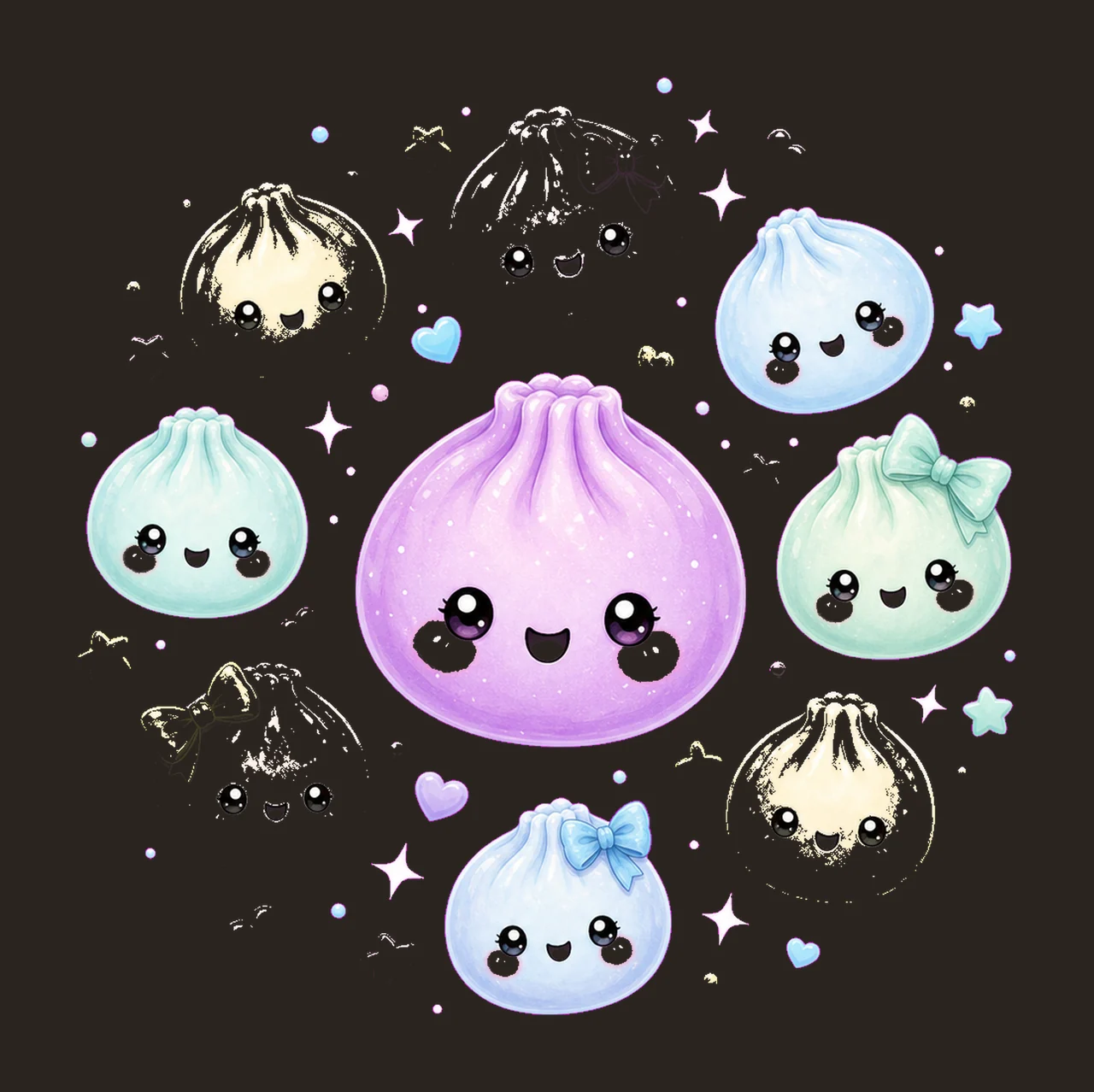 Kawaii Dumpling Cute Pastel Anime Food Variation A contrast preview thumbnail