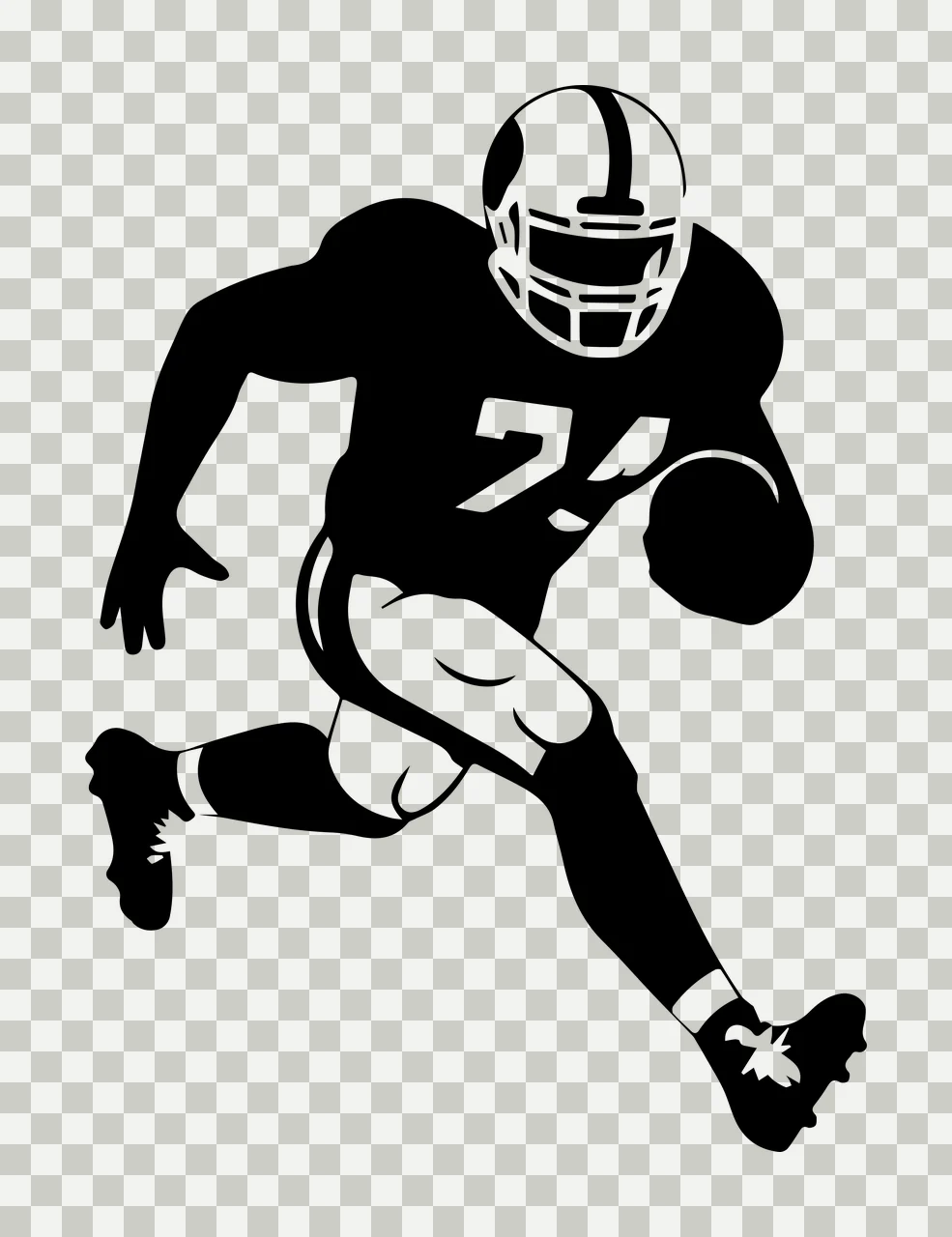Football Player 74 Silhouette Running With A Ball helmet black transparency and detail preview thumbnail