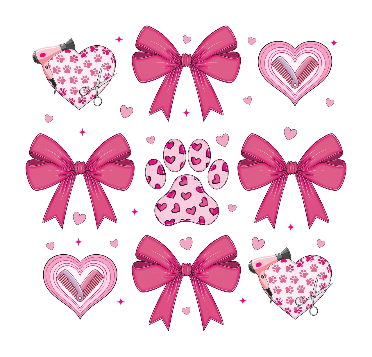 Collection Of Black Silhouettes Including Bows Hearts shapes