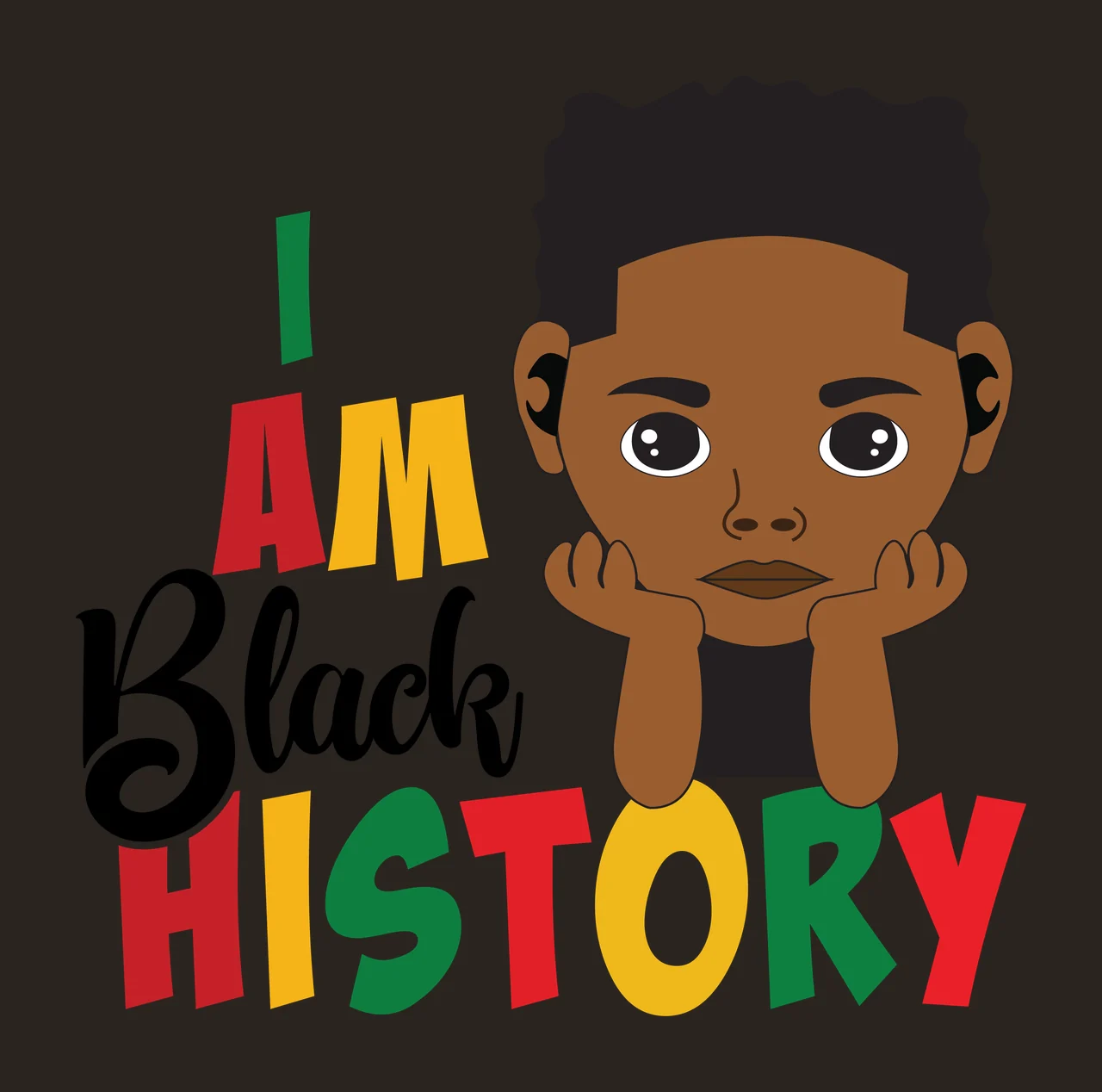 I Am A Black History Silhouette Portrait standing head white contrast preview thumbnail