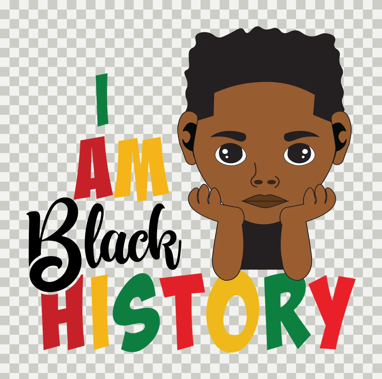 I Am A Black History Silhouette Portrait standing head white transparency and detail preview thumbnail