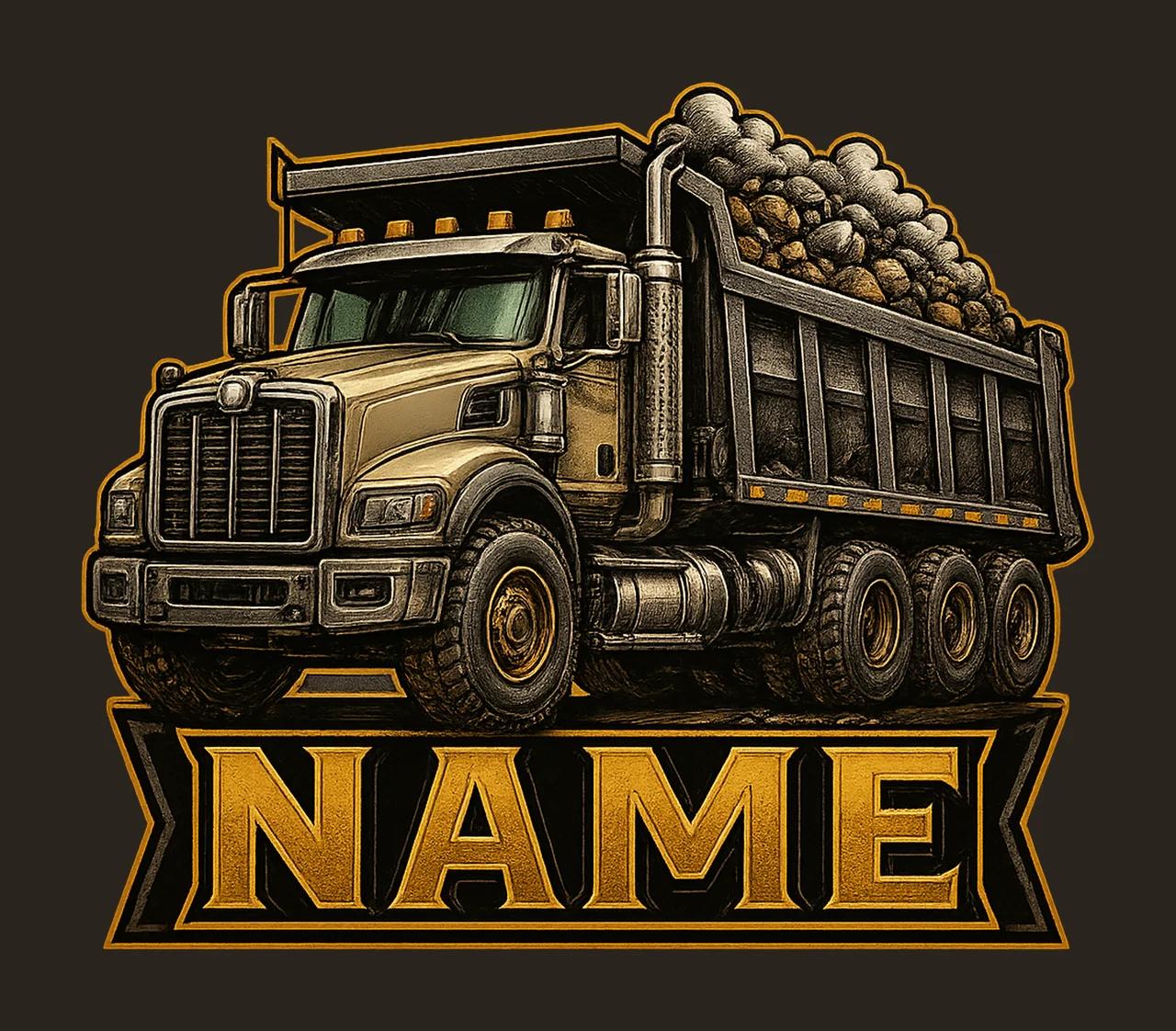 Watercolor Modern Dump Truck Construction Artwork Heavy contrast preview thumbnail