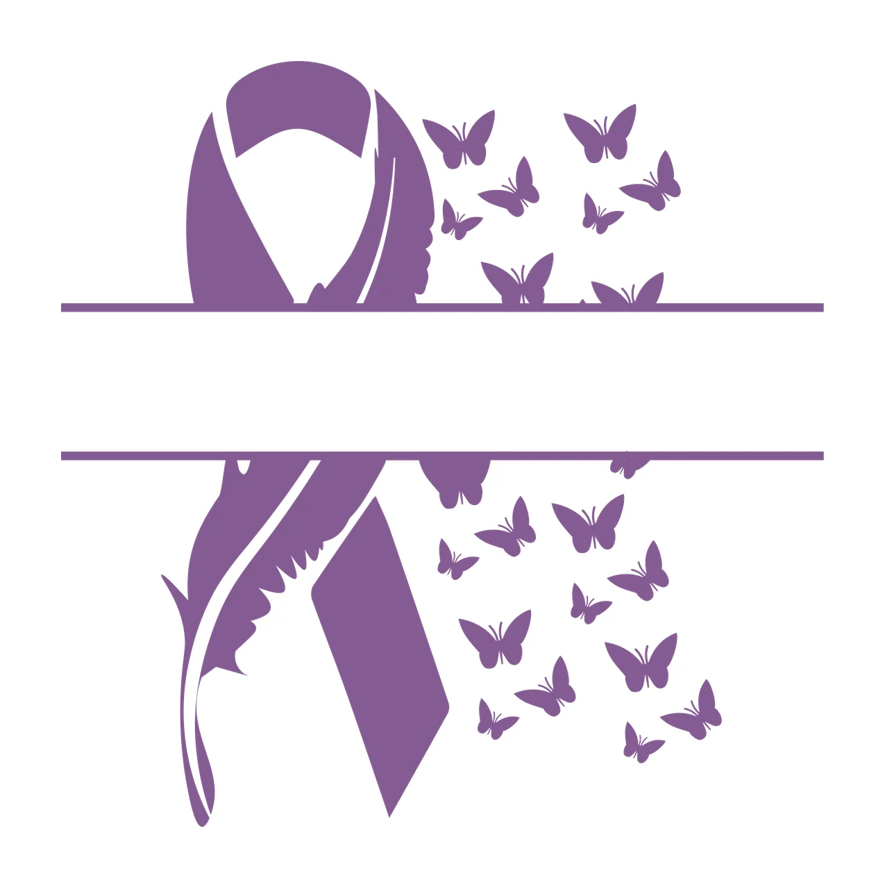 Awareness Split Ribbon With Butterflies Graphic splitting feather