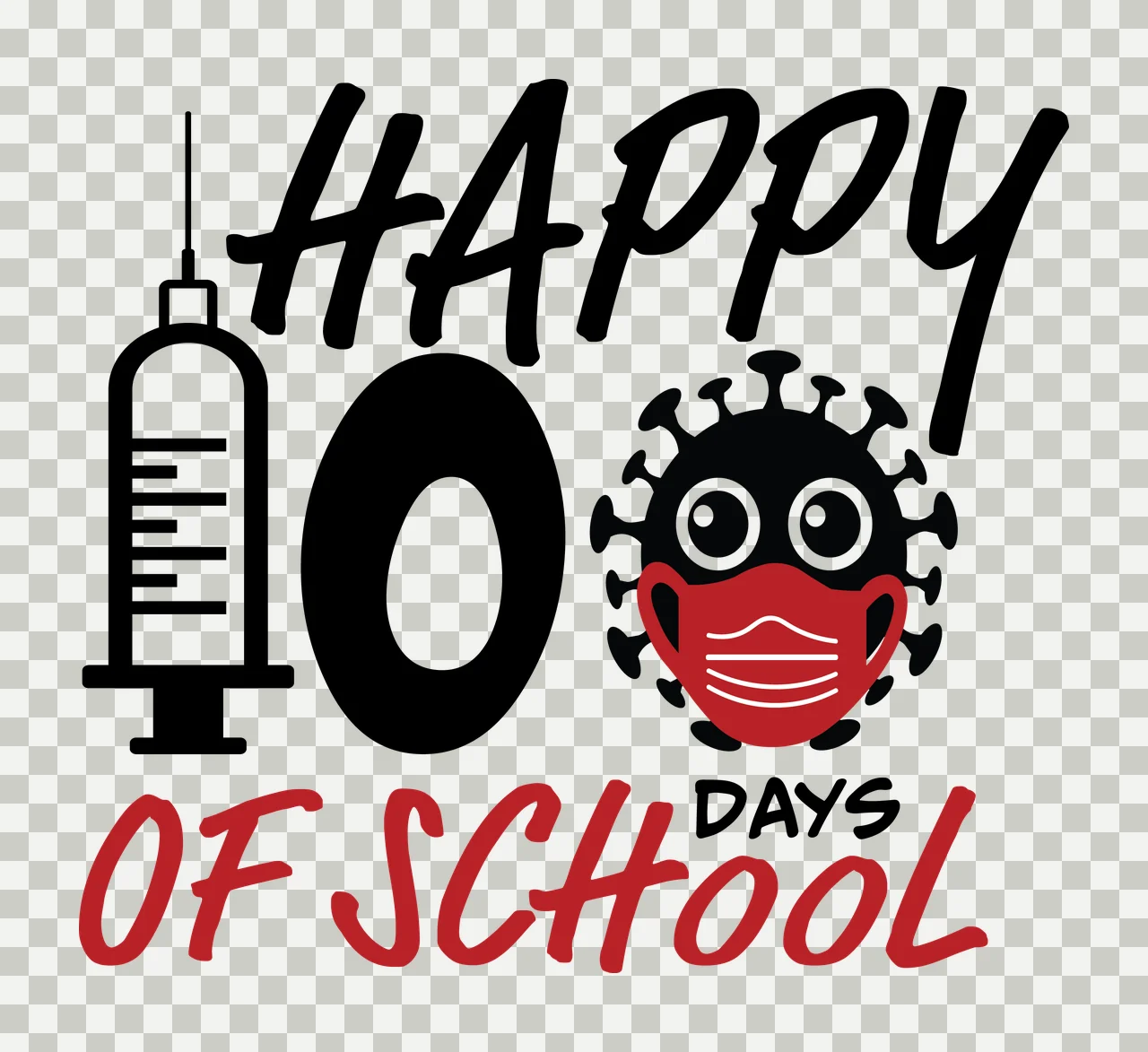 Happy 100 Days Of School Graphic typography and icons syringe transparency and detail preview thumbnail