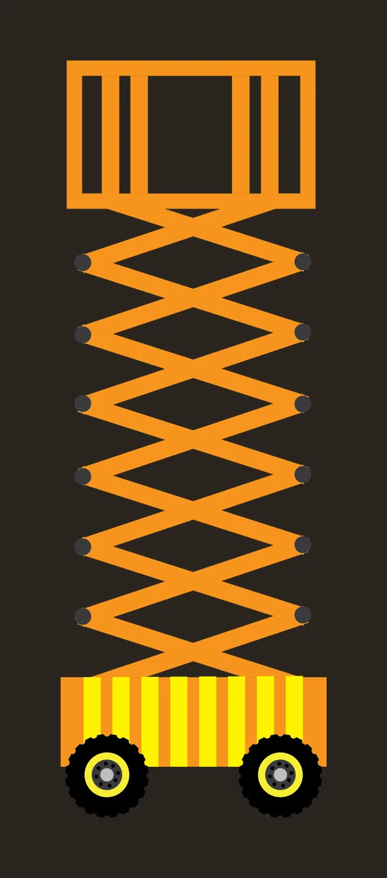 Construction Black And White Silhouette Icon scissor lift elevated contrast preview thumbnail