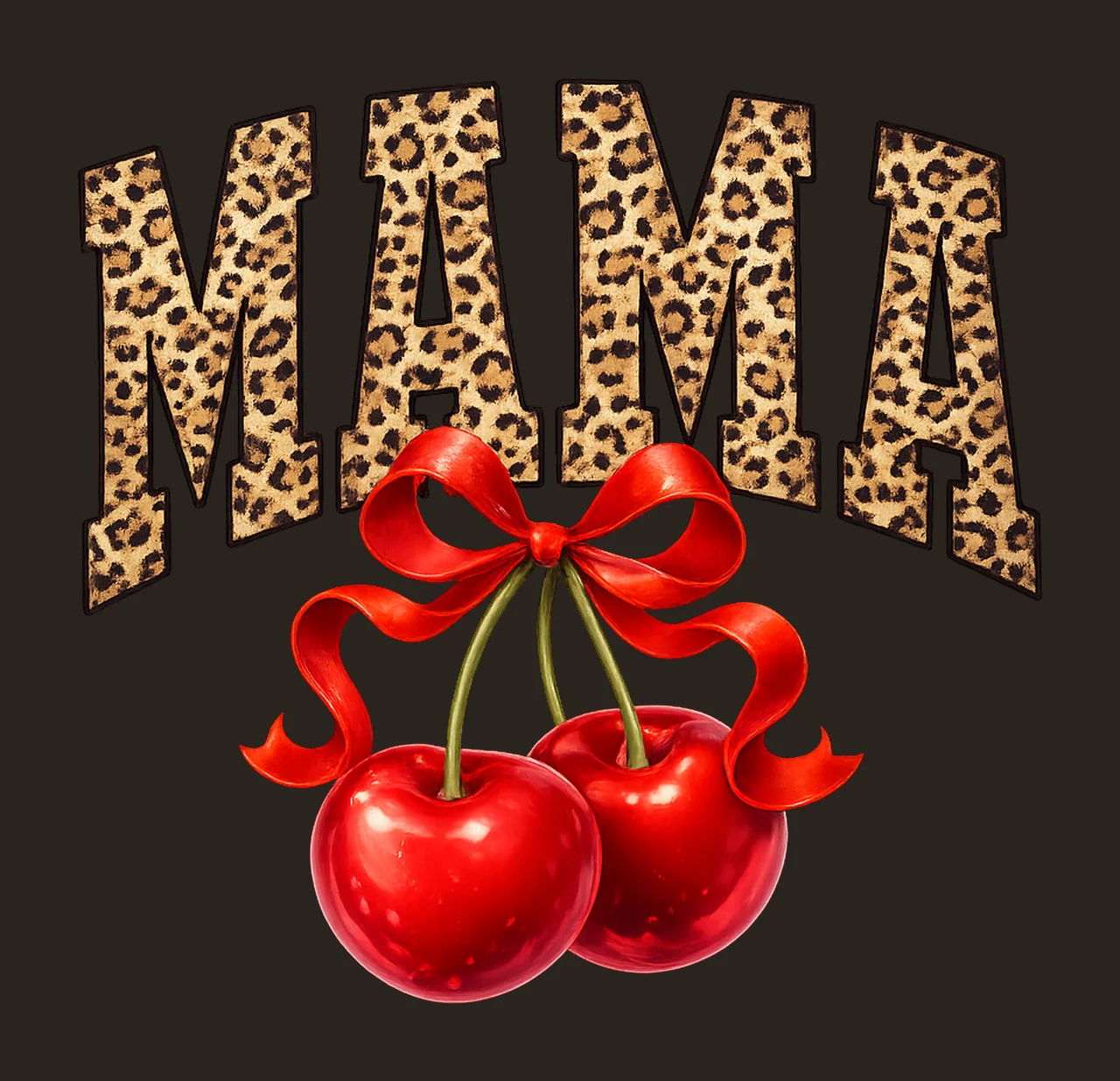 Cherry Bow Leopard Mama Trendy Sublimation Design Coquette contrast preview thumbnail