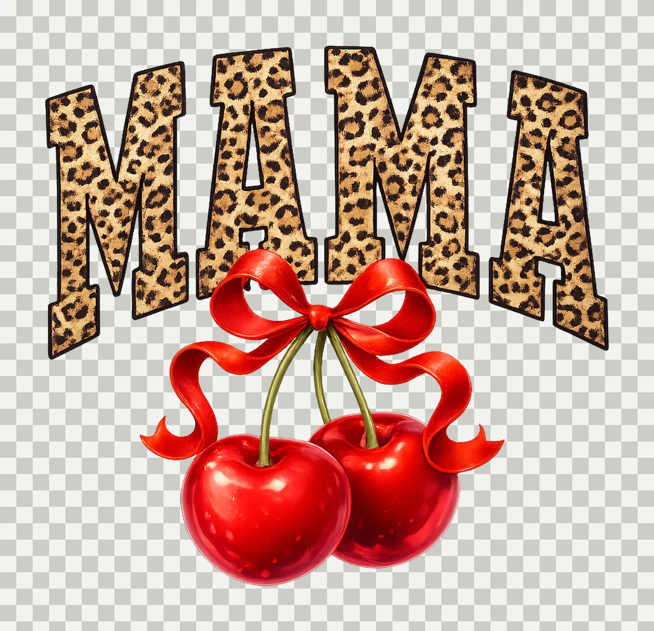 Cherry Bow Leopard Mama Trendy Sublimation Design Coquette transparency and detail preview thumbnail