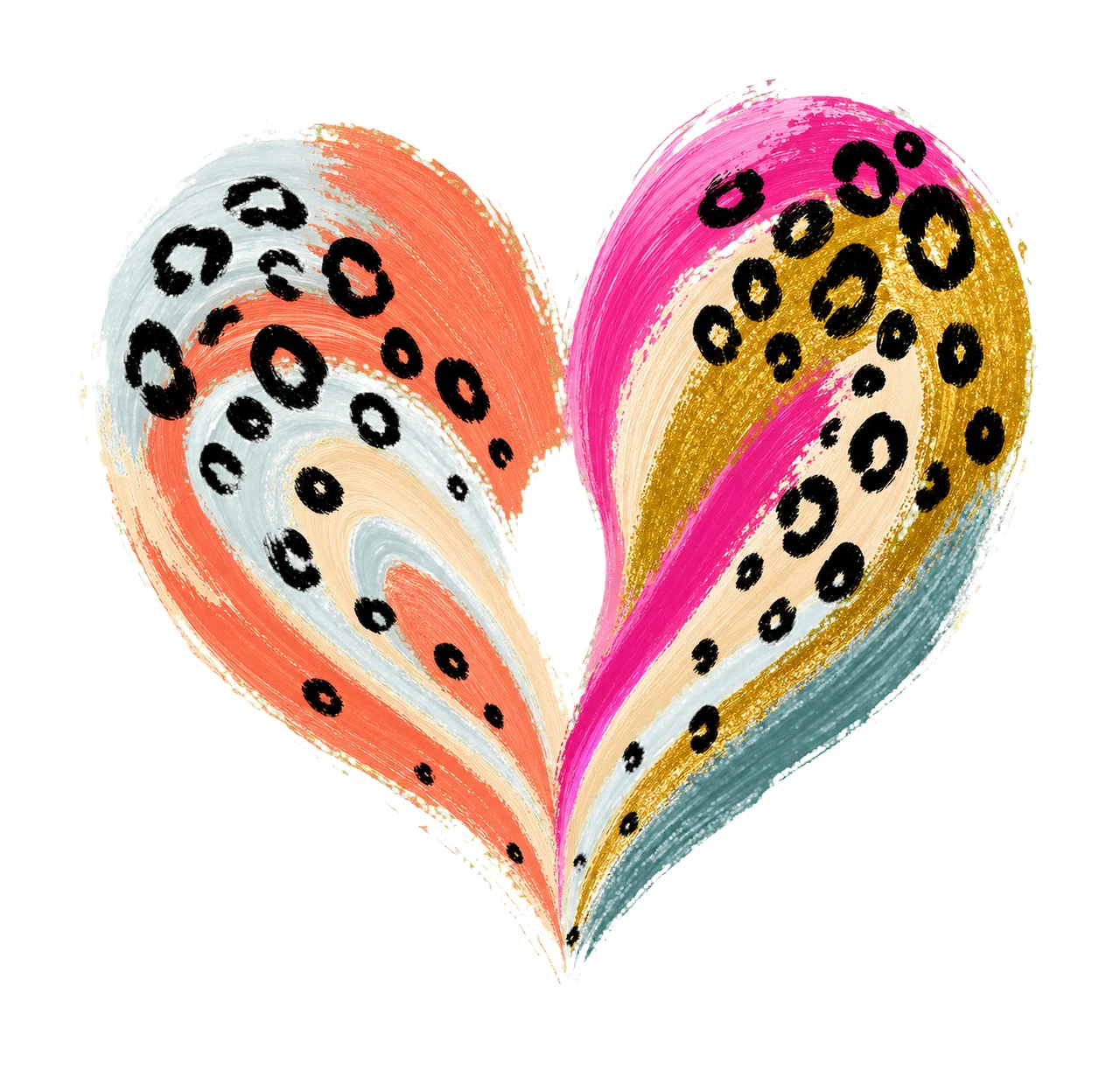 Leopard Heart Boho Brush Stroke sublimation Variation C
