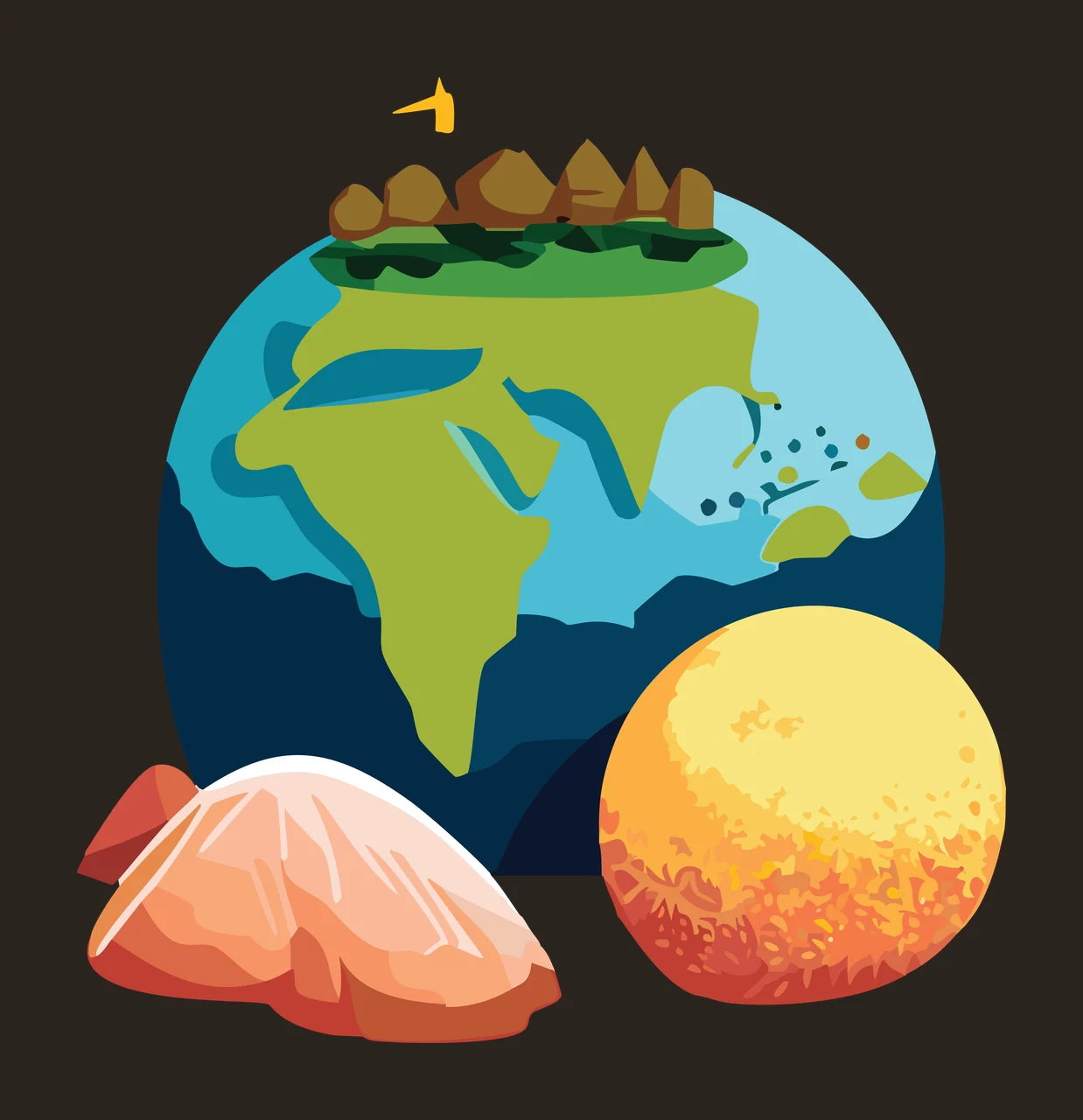 Earth And Rock Globes Silhouette World map globe rocks black contrast preview thumbnail