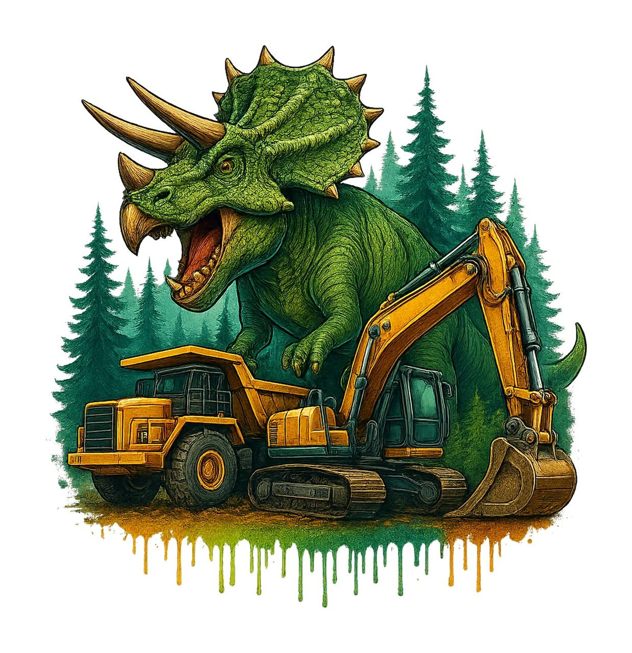 Dinosaur sublimation design Rex excavator kids Variation B
