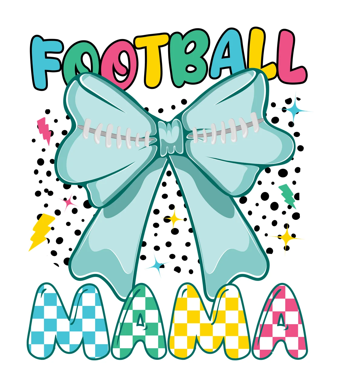 Football Mama Dots Black Bow Silhouette With Text Variation