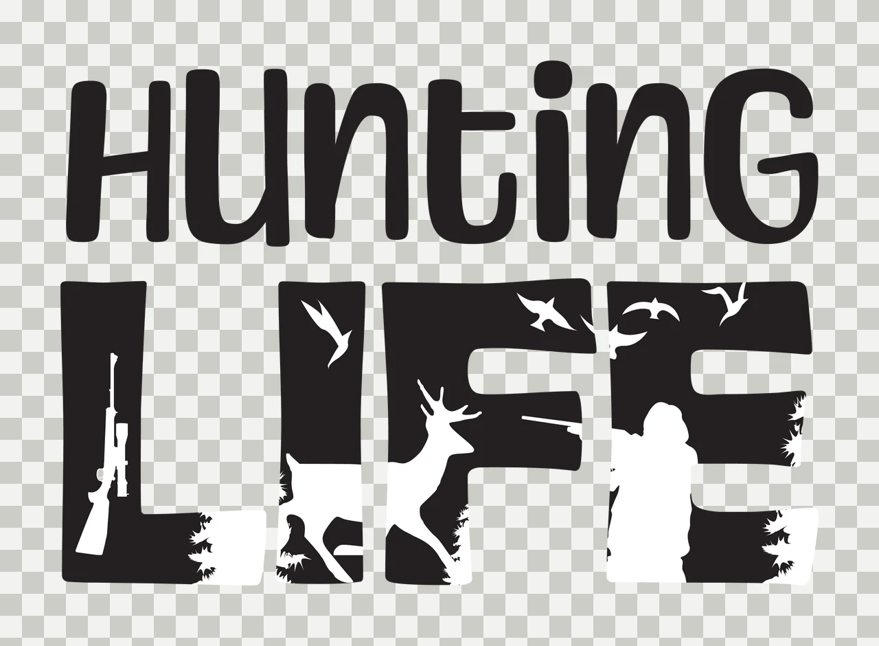 Hunting Life Text Outdoor Scene rifle deer birds silhouette transparency and detail preview thumbnail
