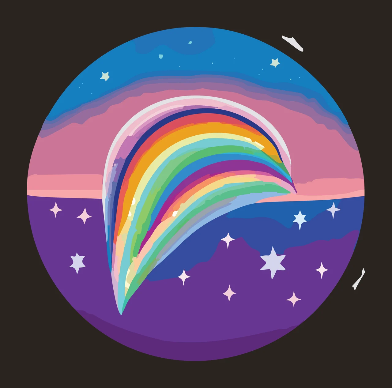 Space Circular Night Sky Comet Scene moving stars clouds circle contrast preview thumbnail