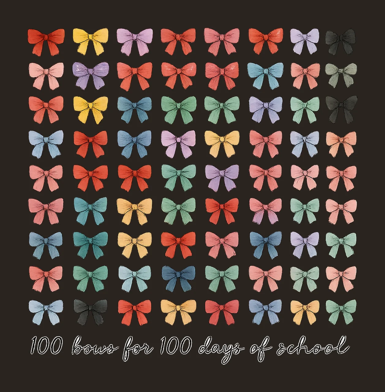 100 Bows for 100th Day of School Sublimation Design 100 Days contrast preview thumbnail