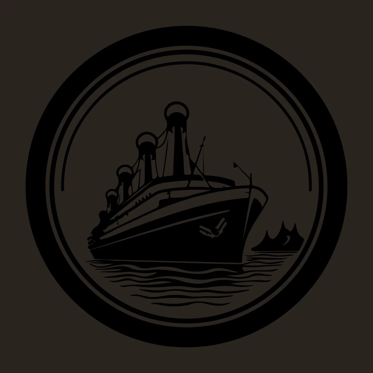 Ship Circular Illustration Of And Iceberg sailing waves circle contrast preview thumbnail