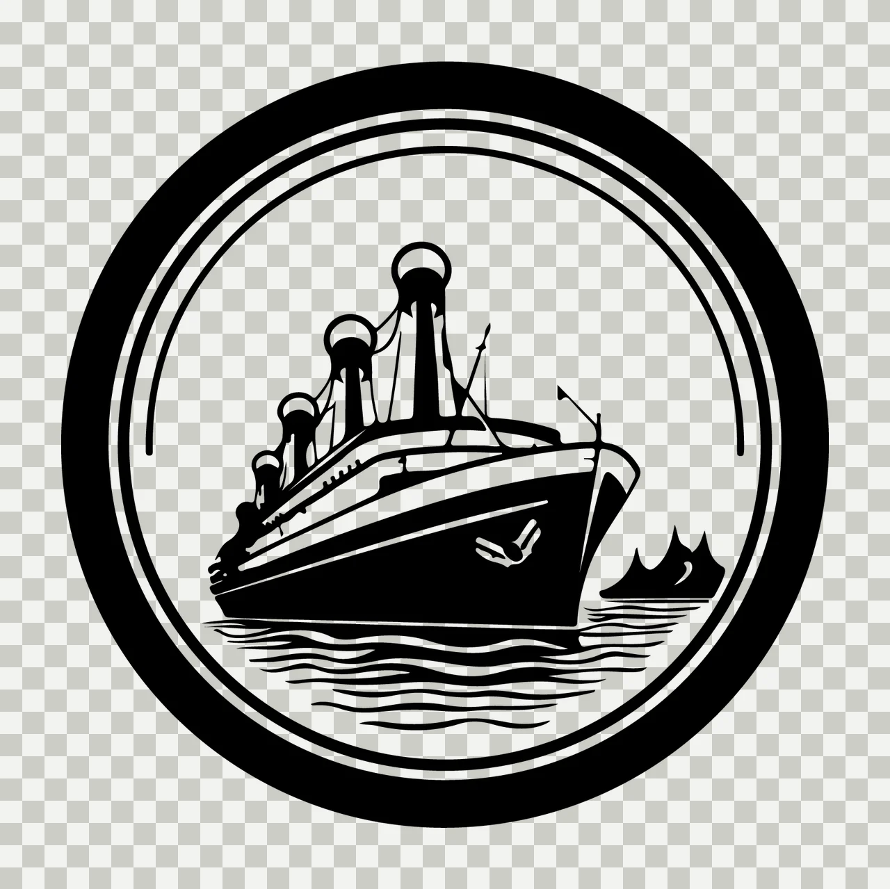 Ship Circular Illustration Of And Iceberg sailing waves circle transparency and detail preview thumbnail