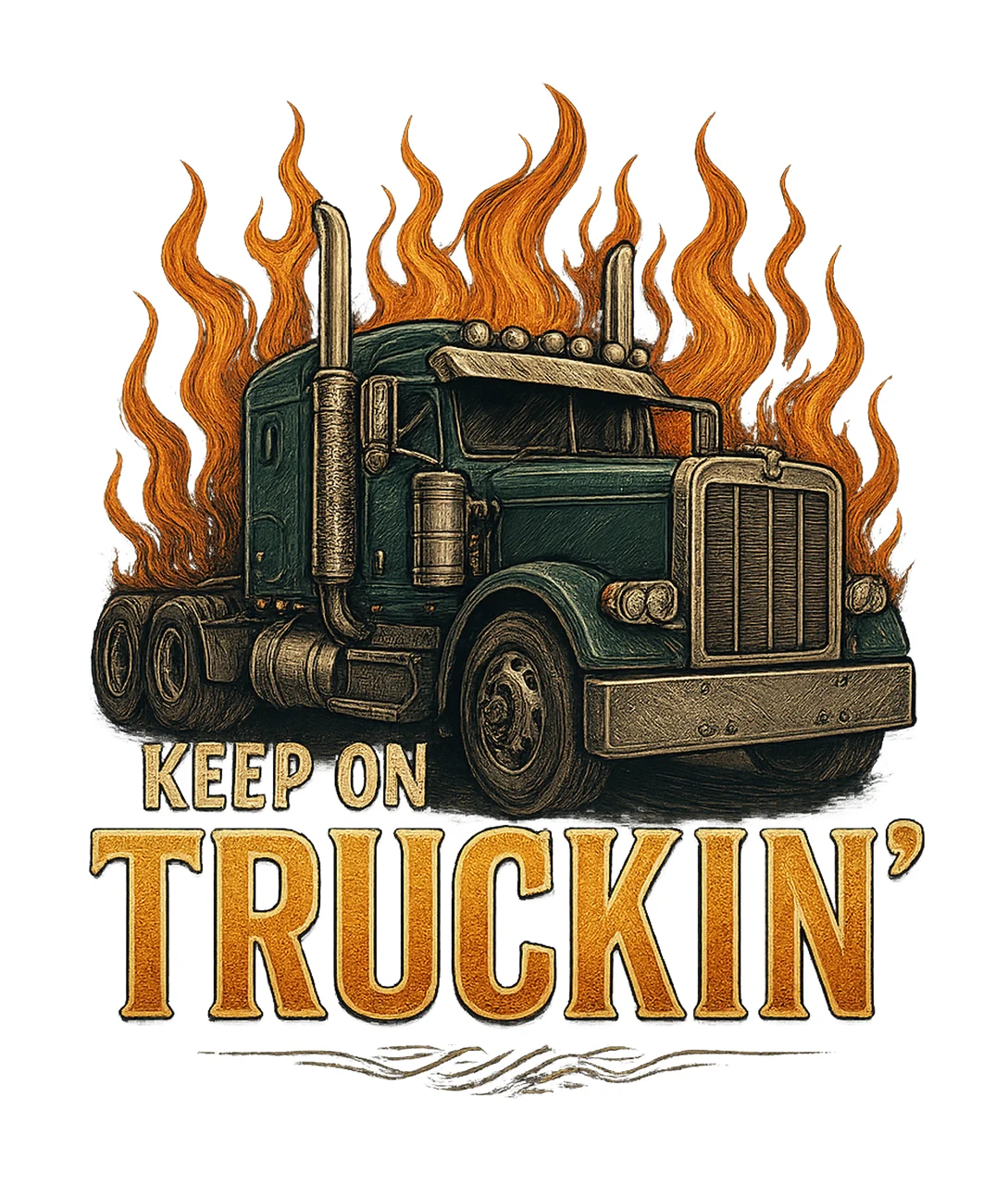 Keep on Truckin Trendy Shirt Designs Semi Truck Sublimation