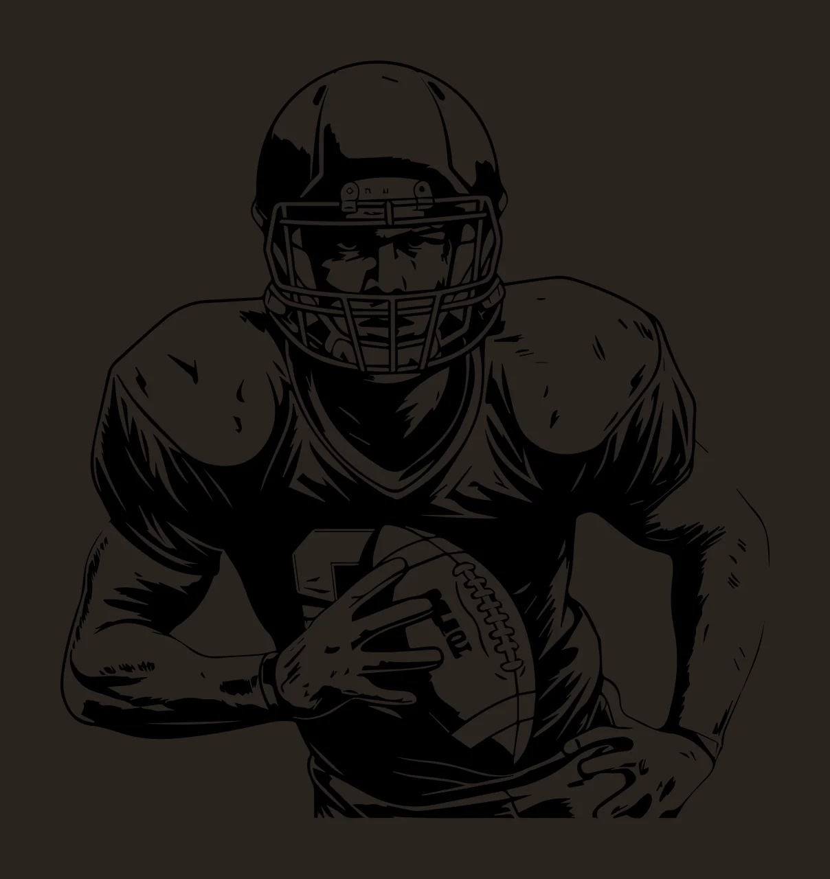 Football Player American Holding Ball helmet jersey ink illustration contrast preview thumbnail