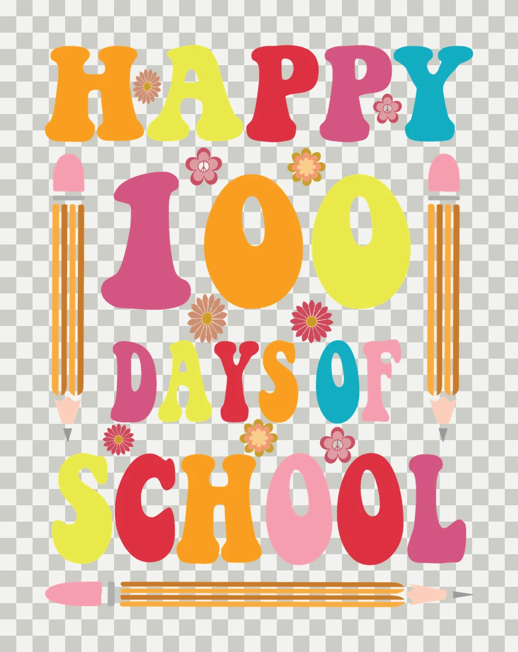 Of School Typography text with pencil illustrations flower transparency and detail preview thumbnail