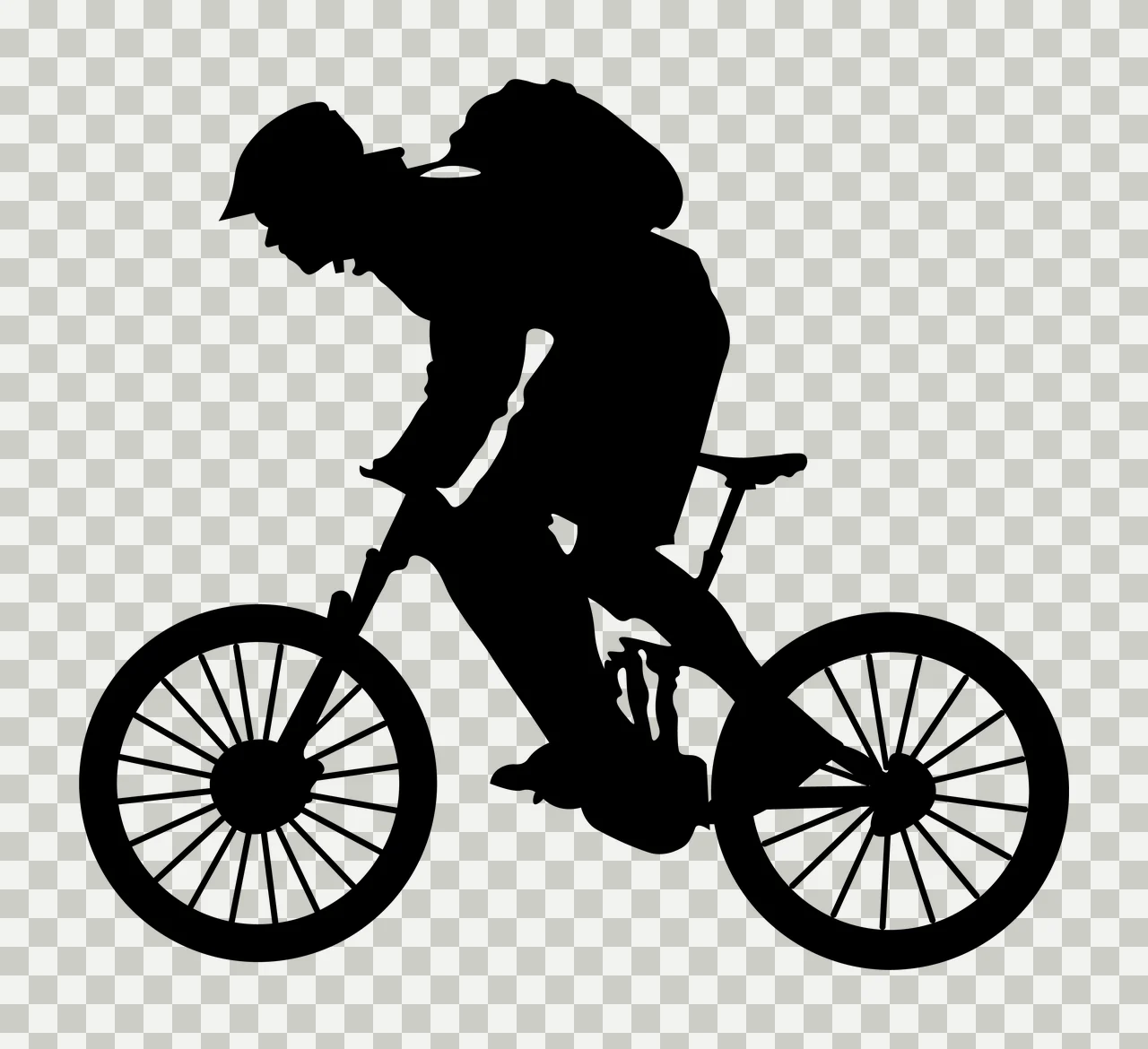 Mountain Bike Black Silhouette Of A Person Riding biker white transparency and detail preview thumbnail