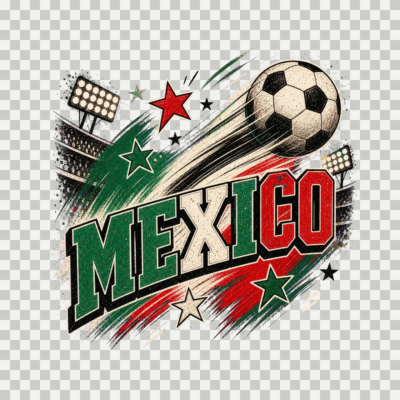 Mexico Soccer Retro Fan sublimation instant Variation B transparency and detail preview thumbnail